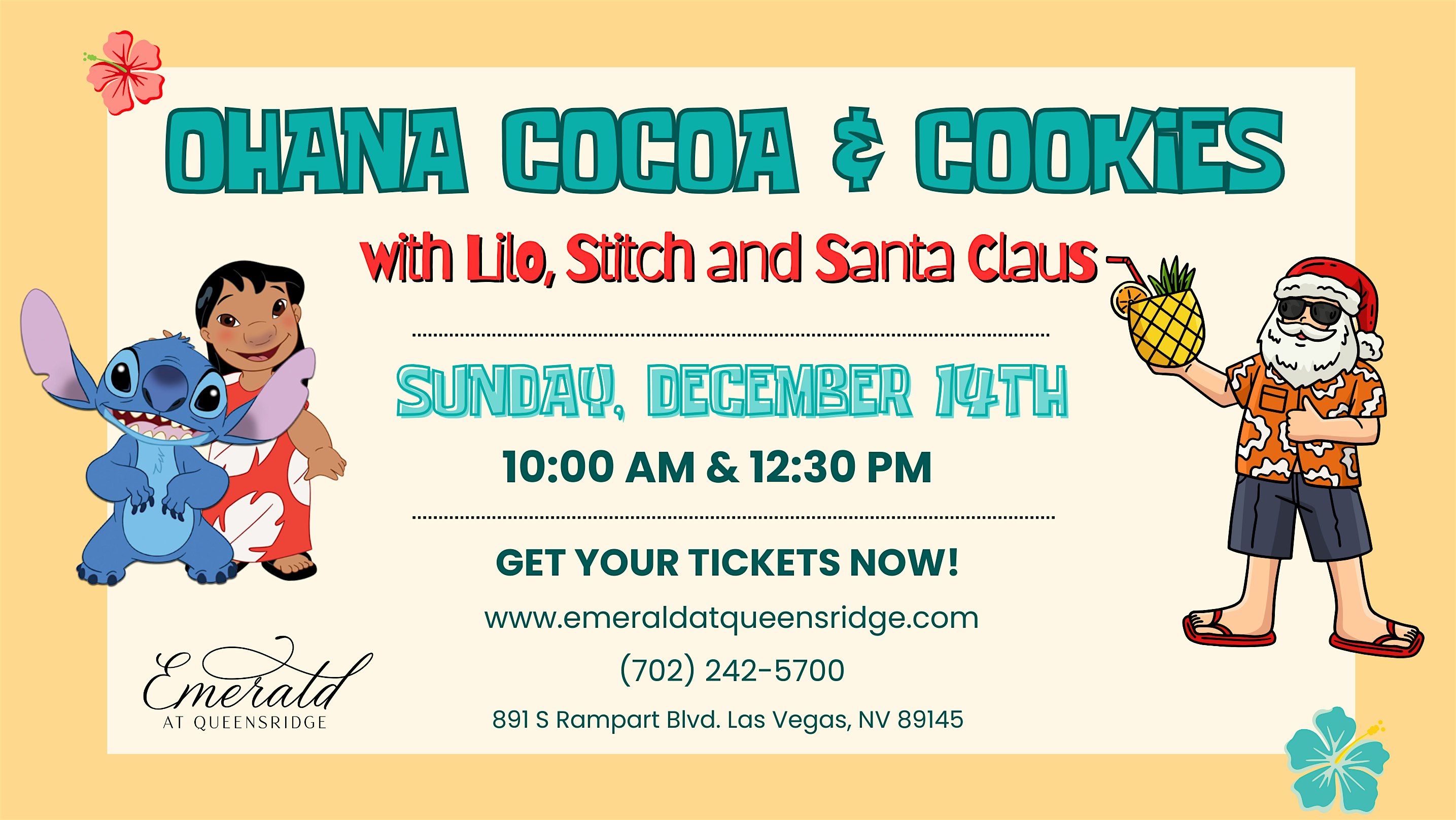 Ohana Cocoa & Cookies with Lilo, Stitch, and Santa! at Emerald at Queensridge – Las Vegas, NV