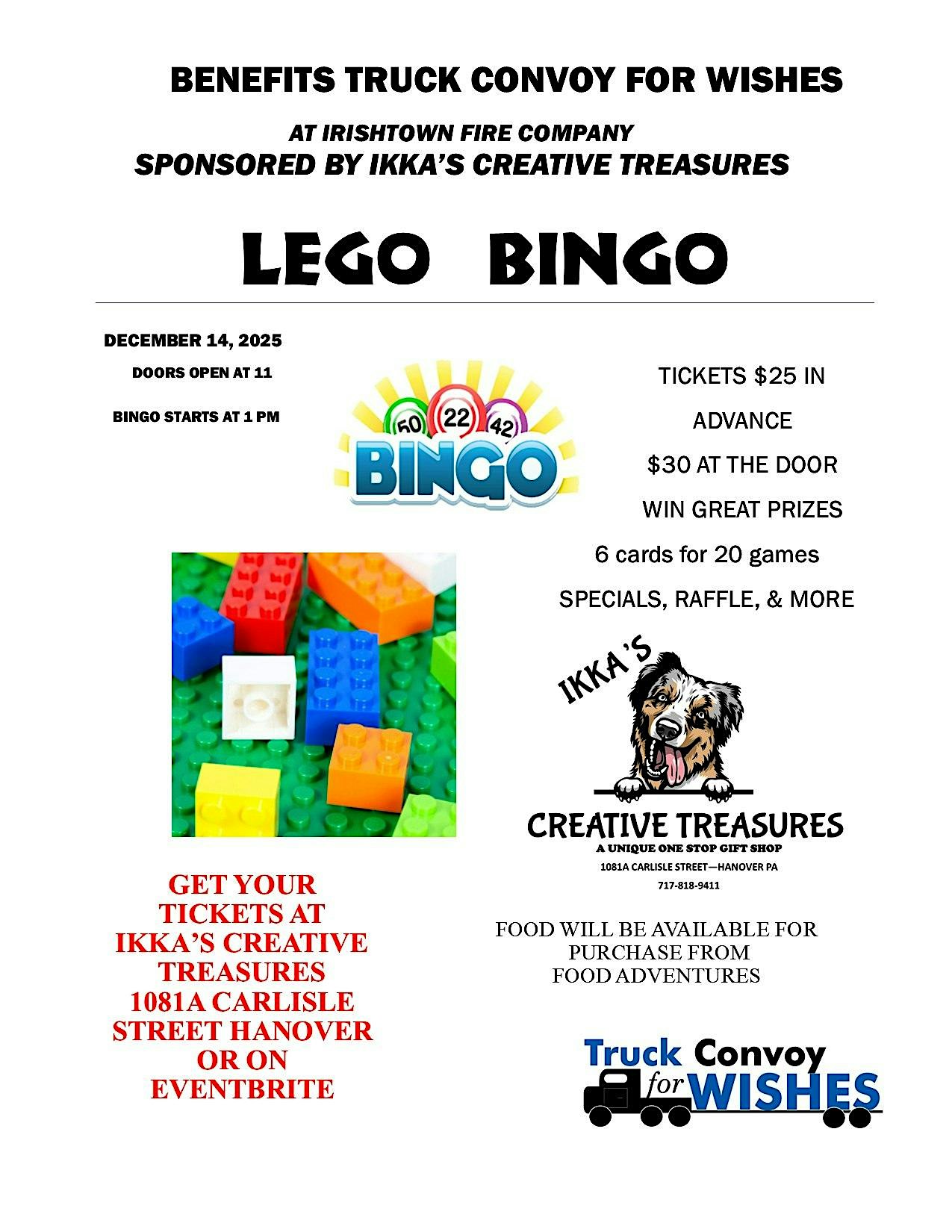 Lego Bingo to Benefit Truck Convoy for Wishes at Irishtown Fire Company – New Oxford, PA