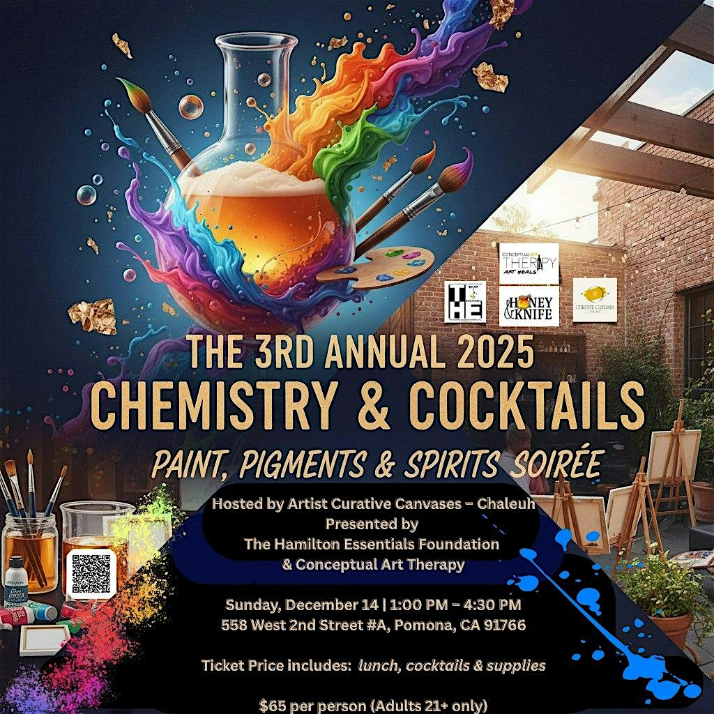The 3rd Annual 2025 Chemistry & Cocktails: Paint, Pigments & Spirits Soirée at Conceptual Art Therapy – Pomona, CA