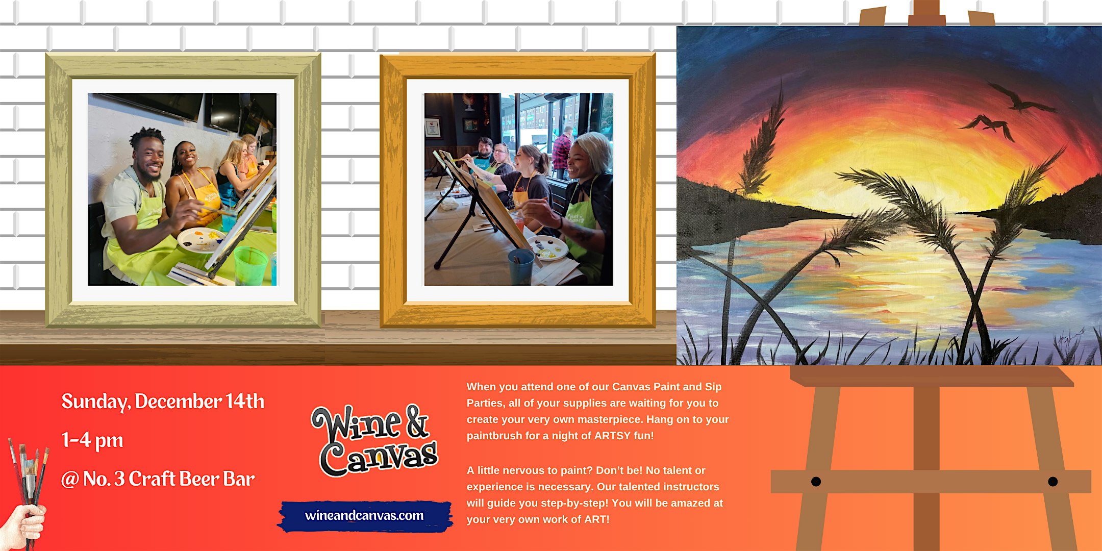 Cape Coral Sip and Paint – Beach Glow at No.3 Craft Beer Bar – Cape Coral, FL