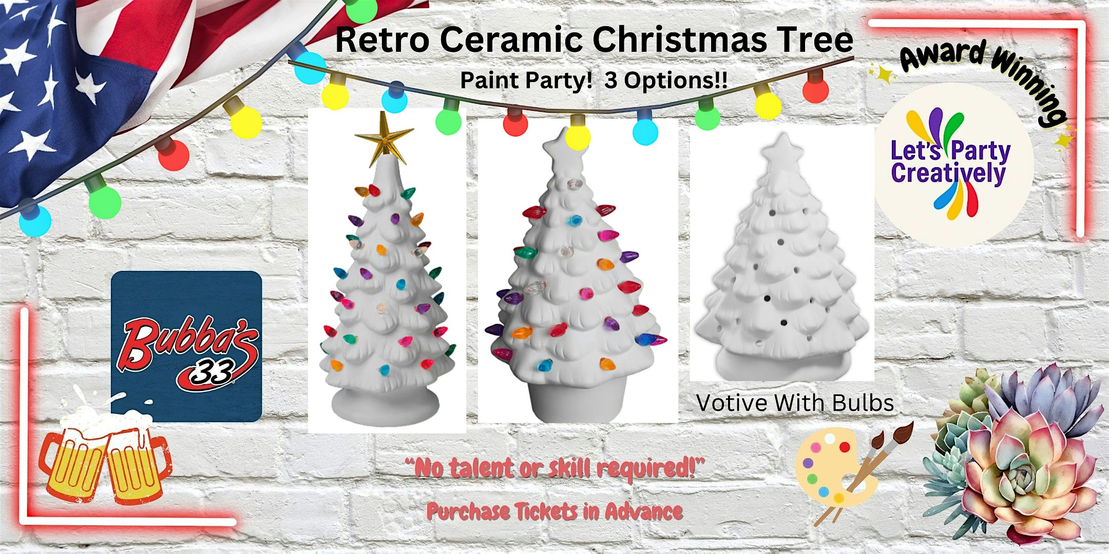 Retro Ceramic Tree with Lights at Bubba’s 33 – Roanoke, VA