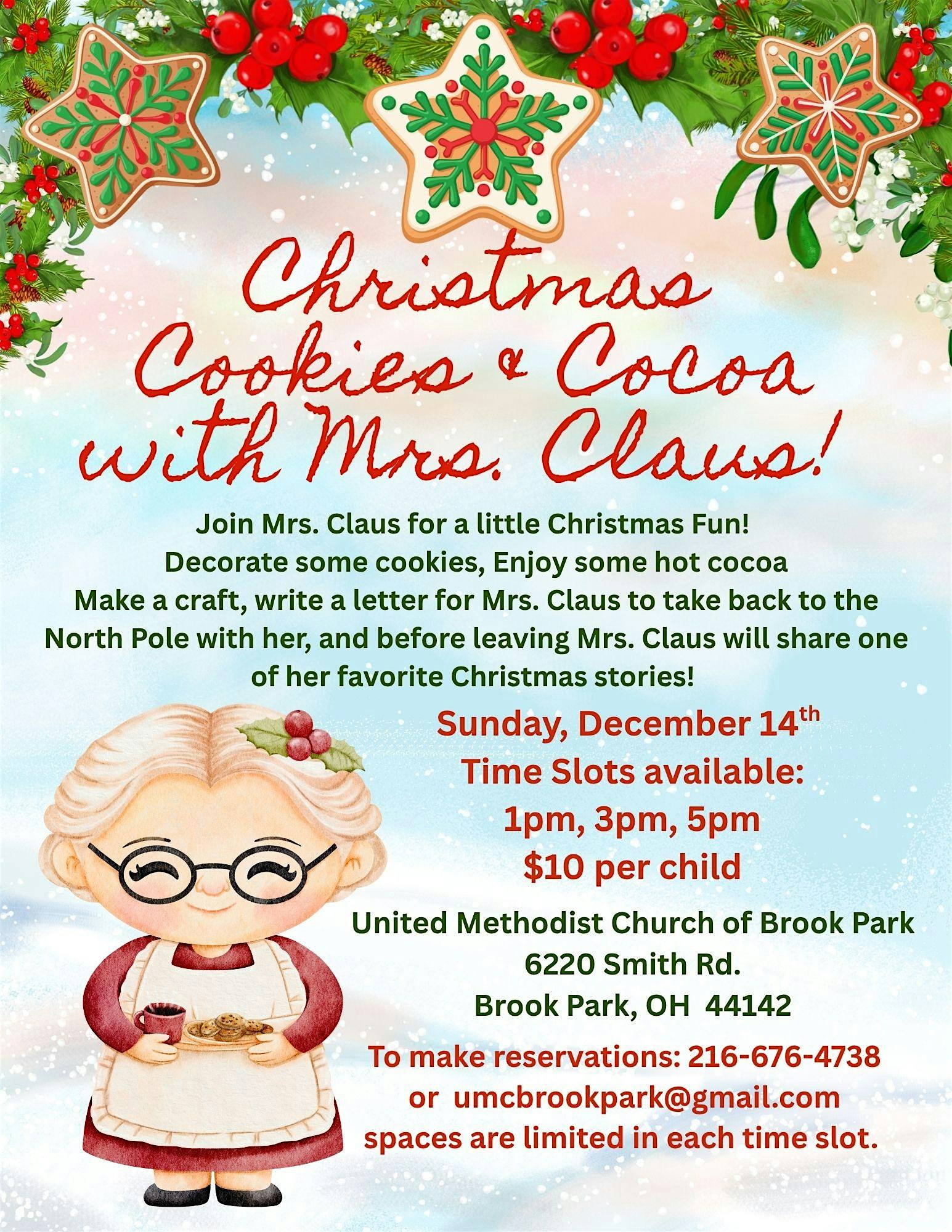 Cookies & Cocoa with Mrs Claus at United Methodist Church of Brook Park – Brook Park, OH