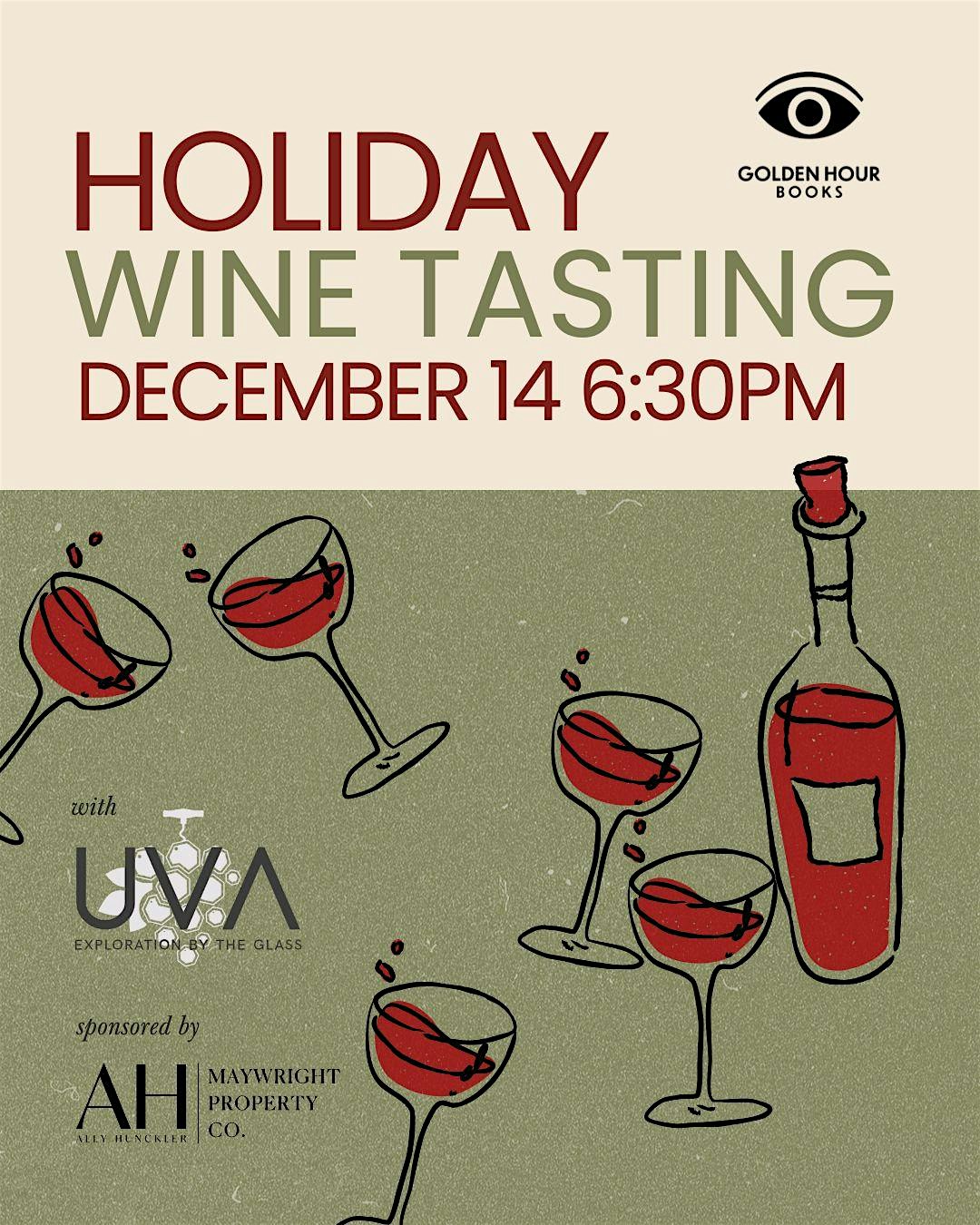 Holiday Wine Tasting at Golden Hour Books at Golden Hour Books, North College Avenue, Indianapolis, IN, USA – Indianapolis, IN