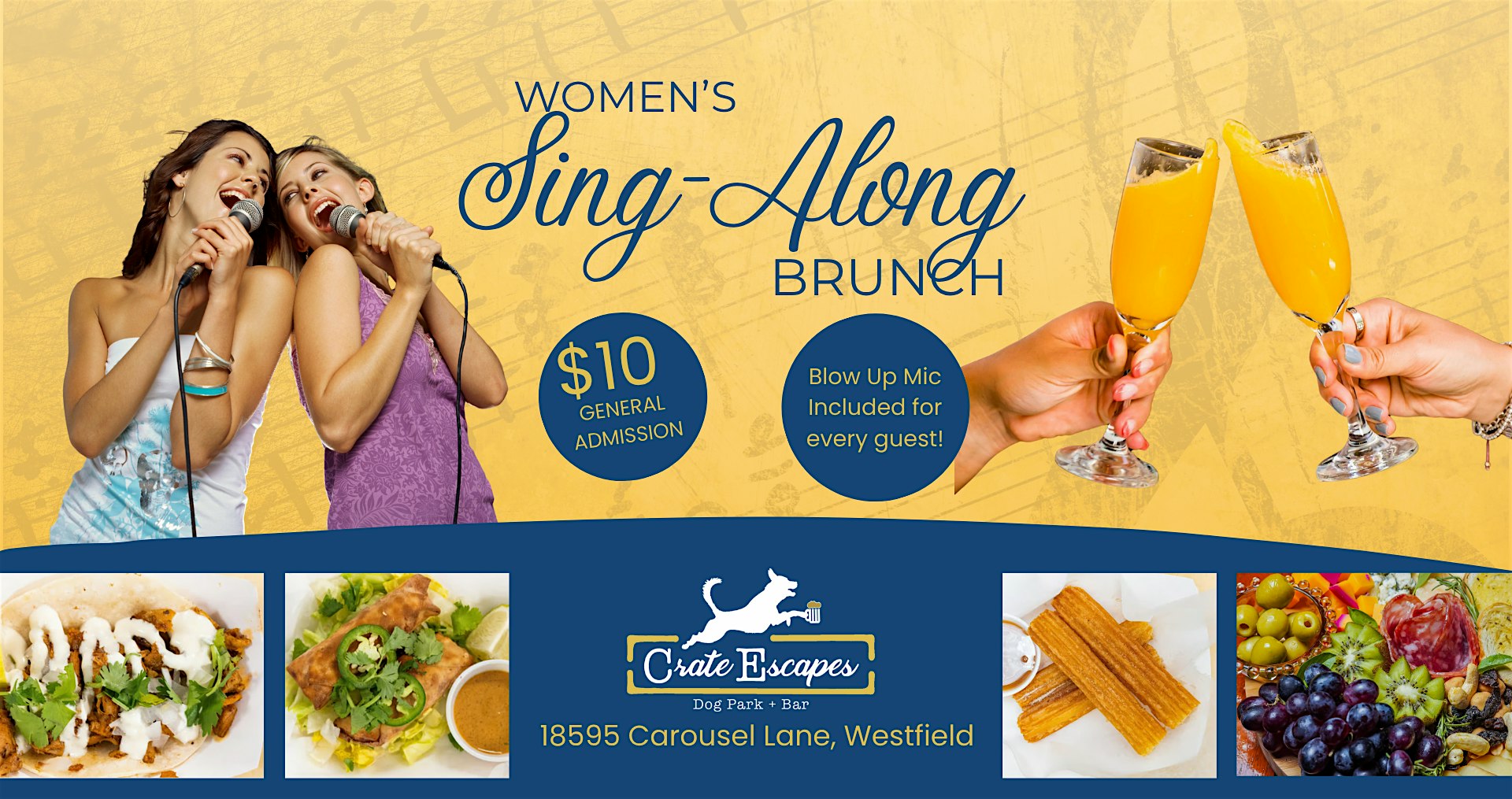 Women’s Sing Along Brunch at Crate Escapes Dog Park + Bar – Westfield, IN
