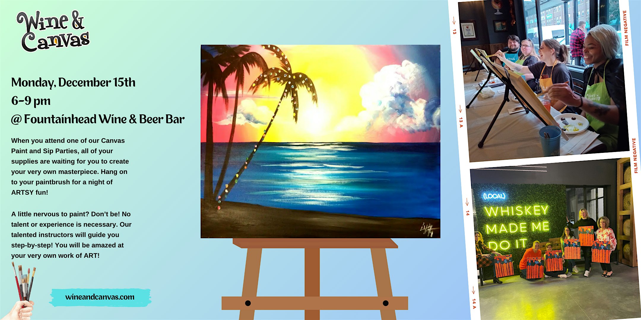 Tampa Paint and Pour – Sunset Palm Holiday at The Fountainhead Wine & Beer Bar – Westchase, FL