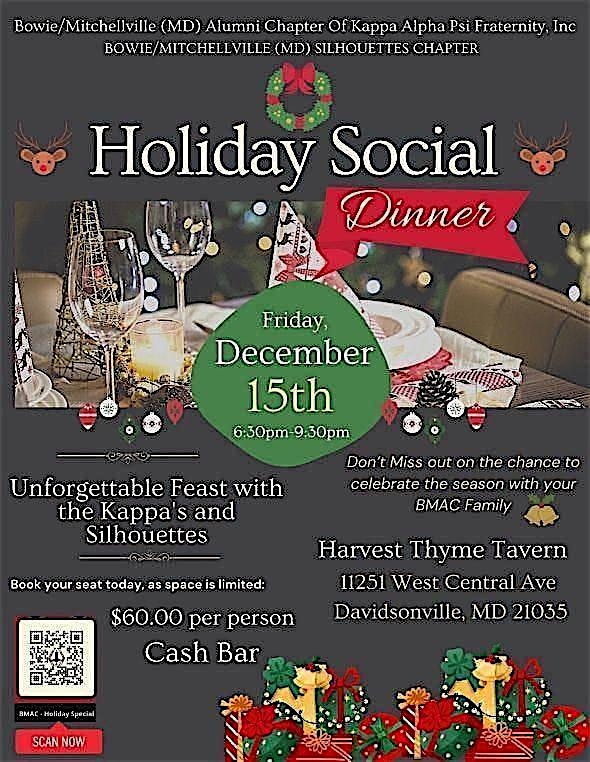BMAC Holiday Social with the Kappas and Silhouettes at Harvest Thyme Tavern – Davidsonville, MD