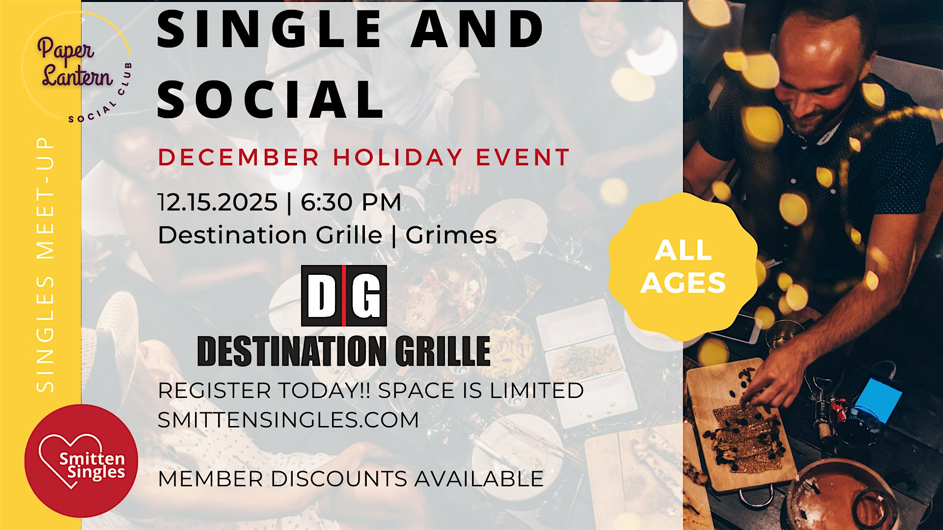 Single & Social Holiday Meet-Up Des Moines at Destination Grille – Grimes, IA
