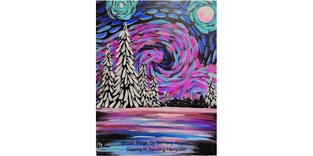 Winter Magic Tuesday, Dec. 16th 6:30pm $35 at Sipping N’ Painting Hampden – Denver, CO