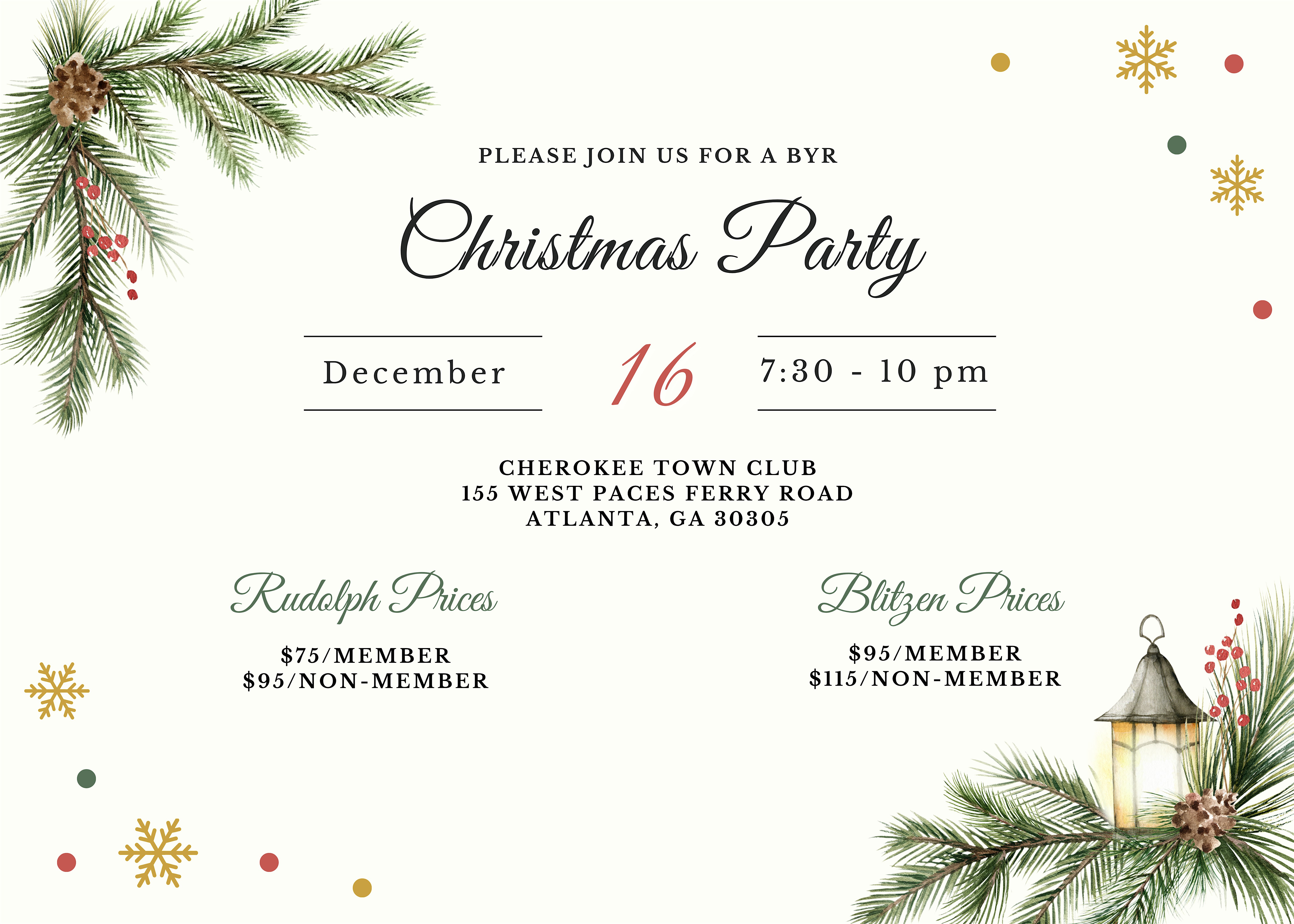 BYR’s 10th Annual Christmas Cocktails at Cherokee Town & Country Club – Atlanta, GA