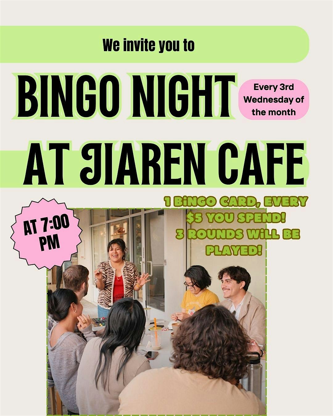 Monthly Bingo Night at Jiaren Cafe – Santa Clara, CA