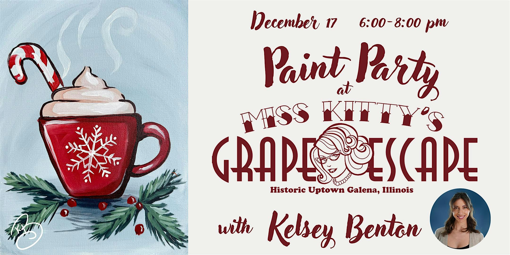Kelsey Benton Art | The Grape Escape – Peppermint Cocoa Paint Party at The Grape Escape – Galena, IL