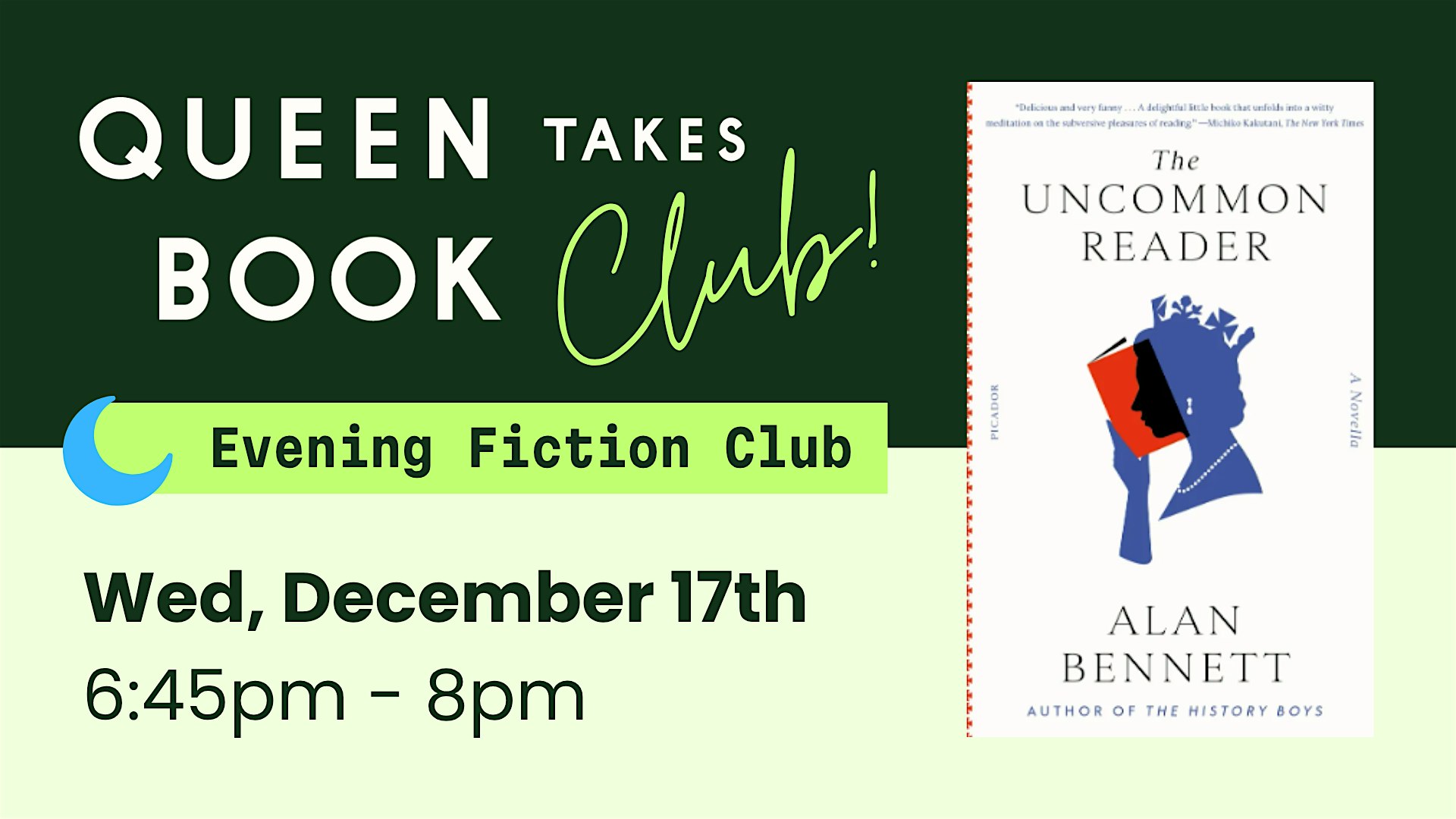 Evening Fiction Club – December at Queen Takes Book – Columbia, MD
