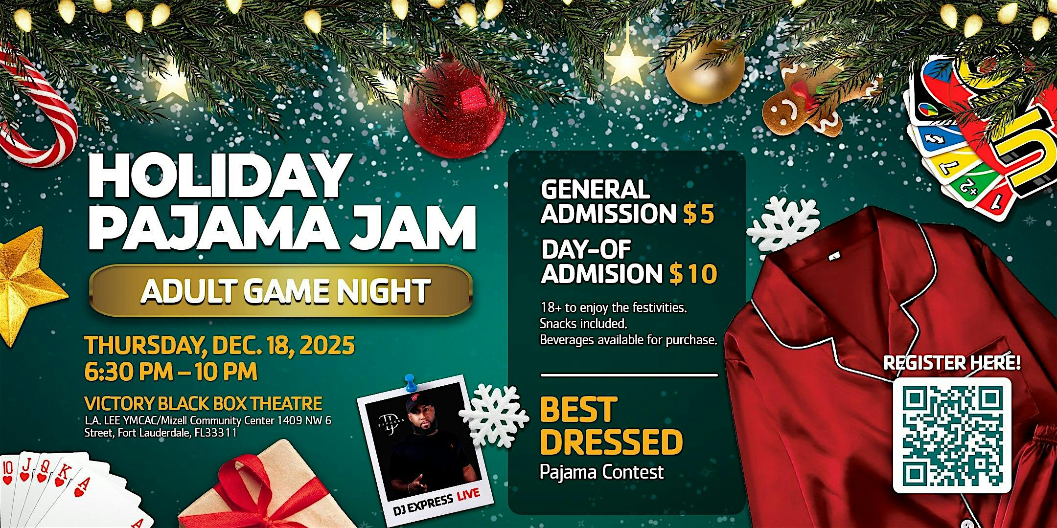 Holiday Pajama Jam: Adult Game Night at L.A. Lee YMCA/Mizell Community Center – Fort Lauderdale, FL