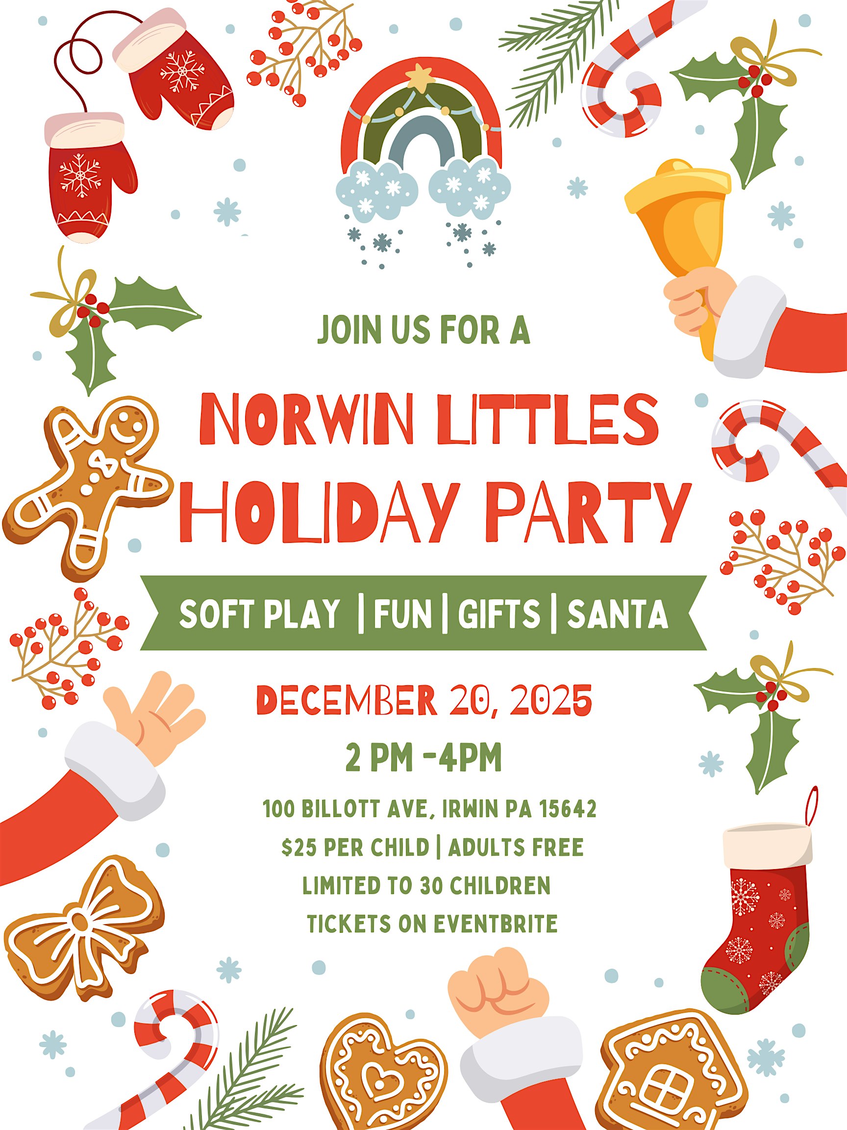 Norwin Littles Holiday Party: Winter Wonderland Playdate at 100 Billott Ave – Irwin, PA