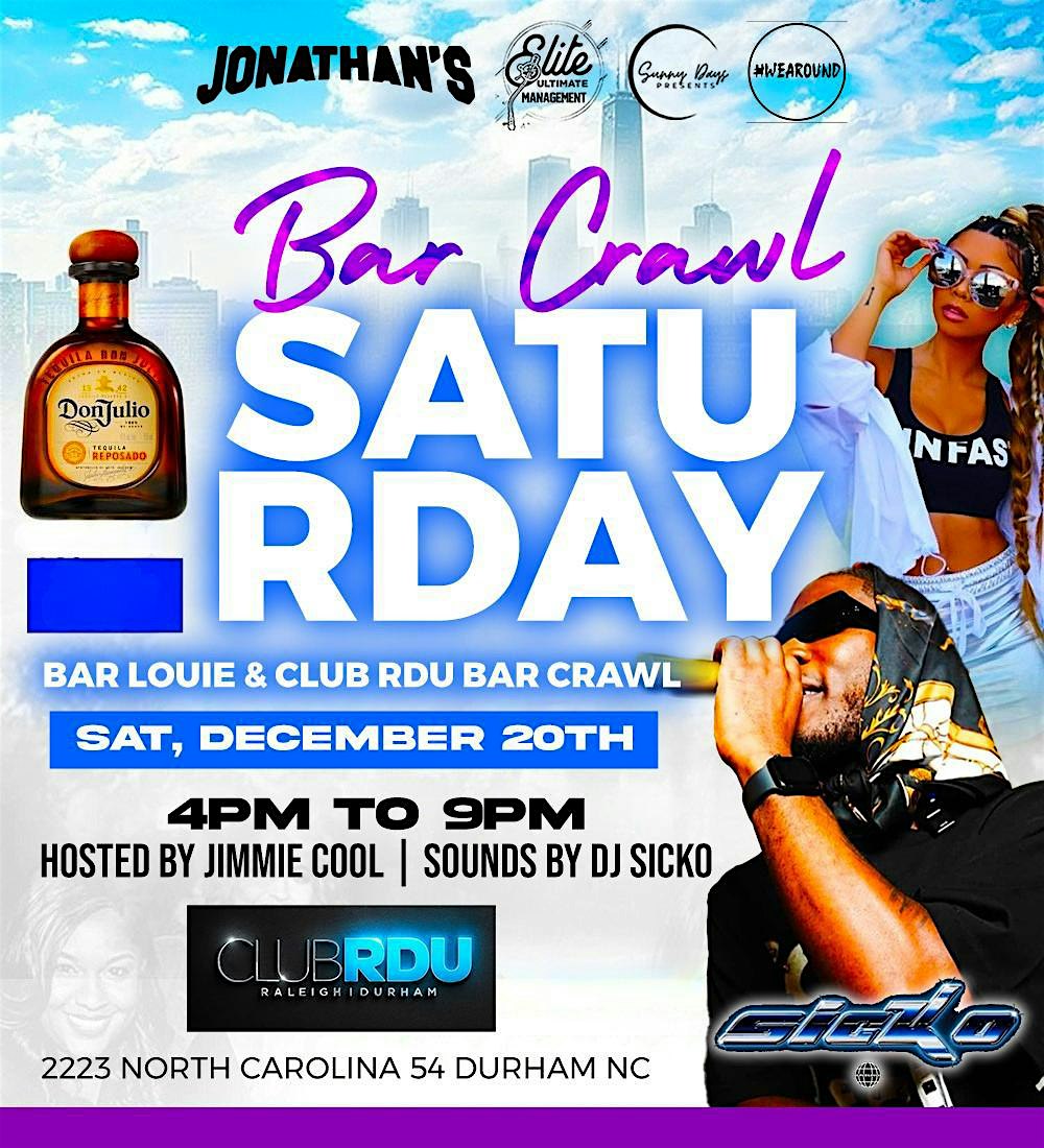 Bar Crawl Day Party Dec 20th at Bar Louie and Club RDU – Raleigh Durham, NC