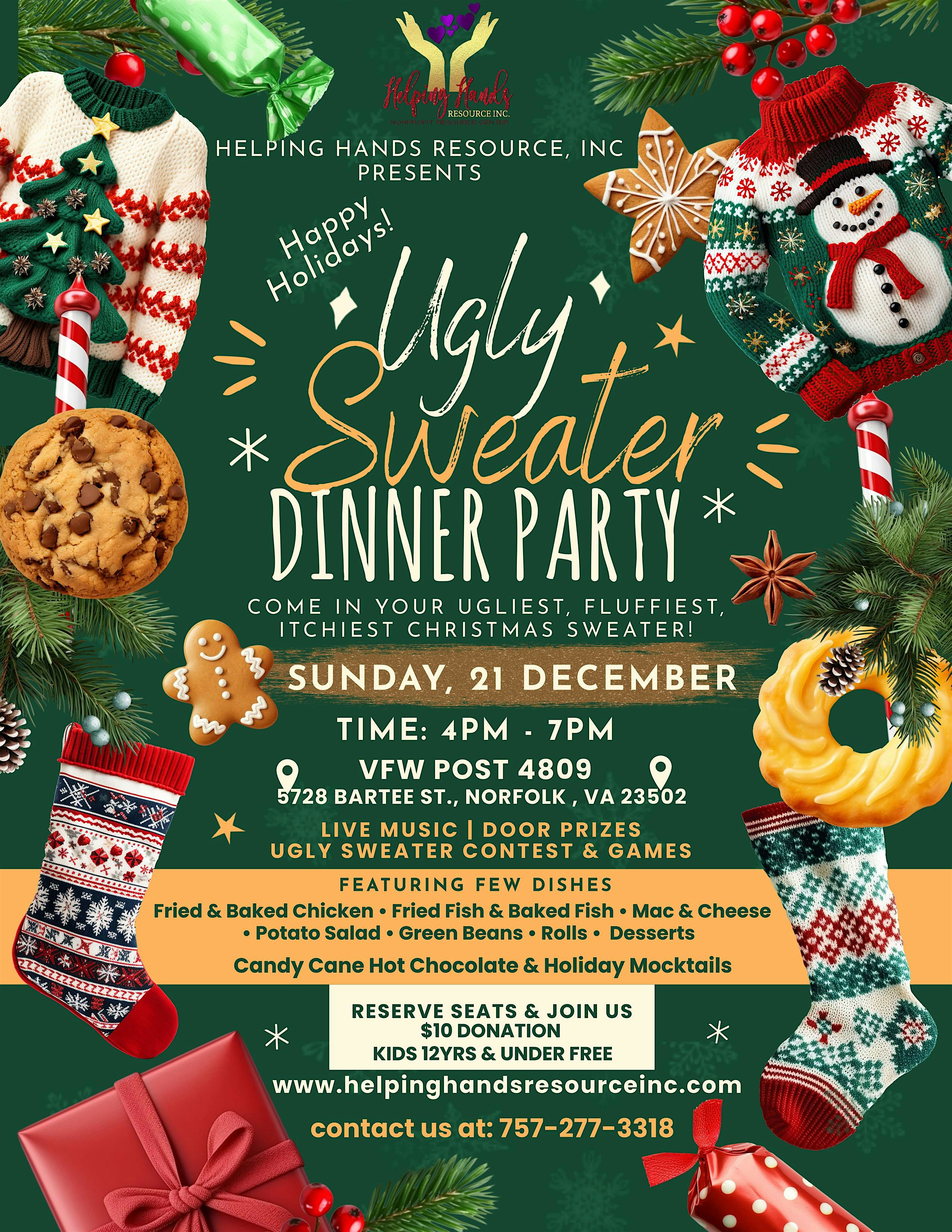 Ugly Sweater Dinner Party Fundraiser at VFW Post 4809, Bartee Street, Norfolk, VA, USA – Norfolk, VA