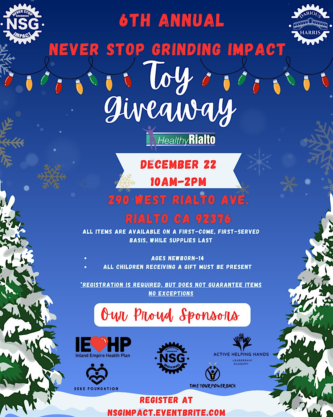 6th Annual NSG Christmas Toy Drive at 290 W Rialto Ave – Rialto, CA