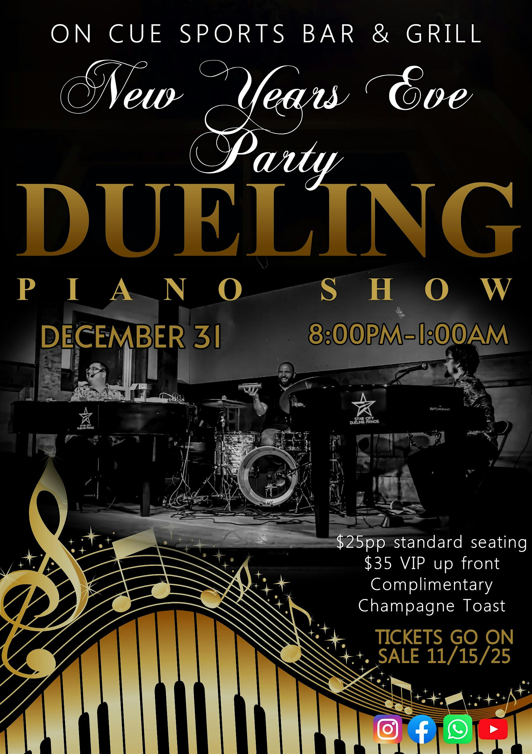 New Years Eve Dueling Piano Party at On Cue Sports Bar & Grill, East Main Street, Front Royal, VA, USA – Front Royal, VA