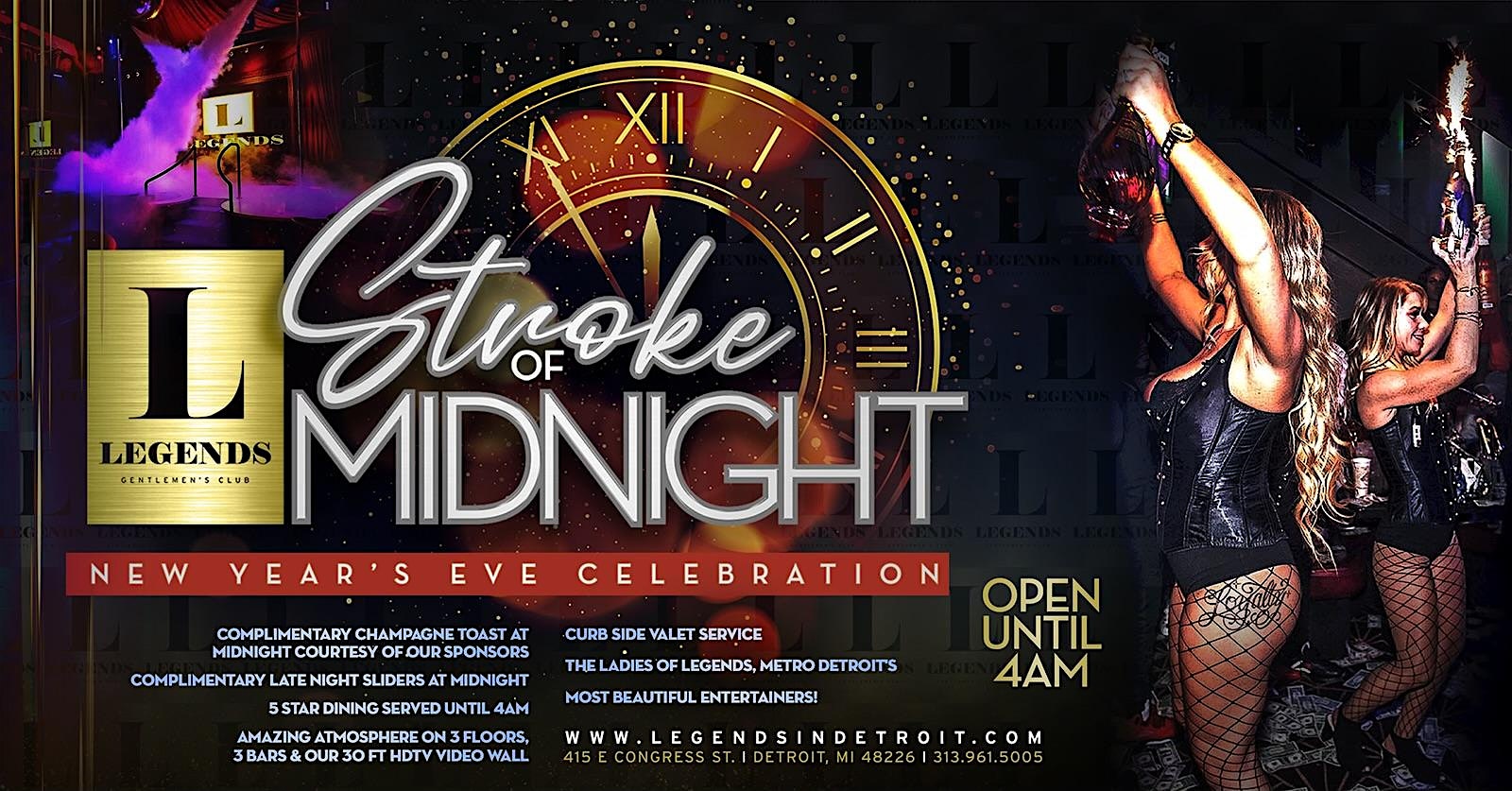 The Stroke of Midnight: New Years Eve 2026 at Michigan’s Premier venue! at Legends – Detroit, MI