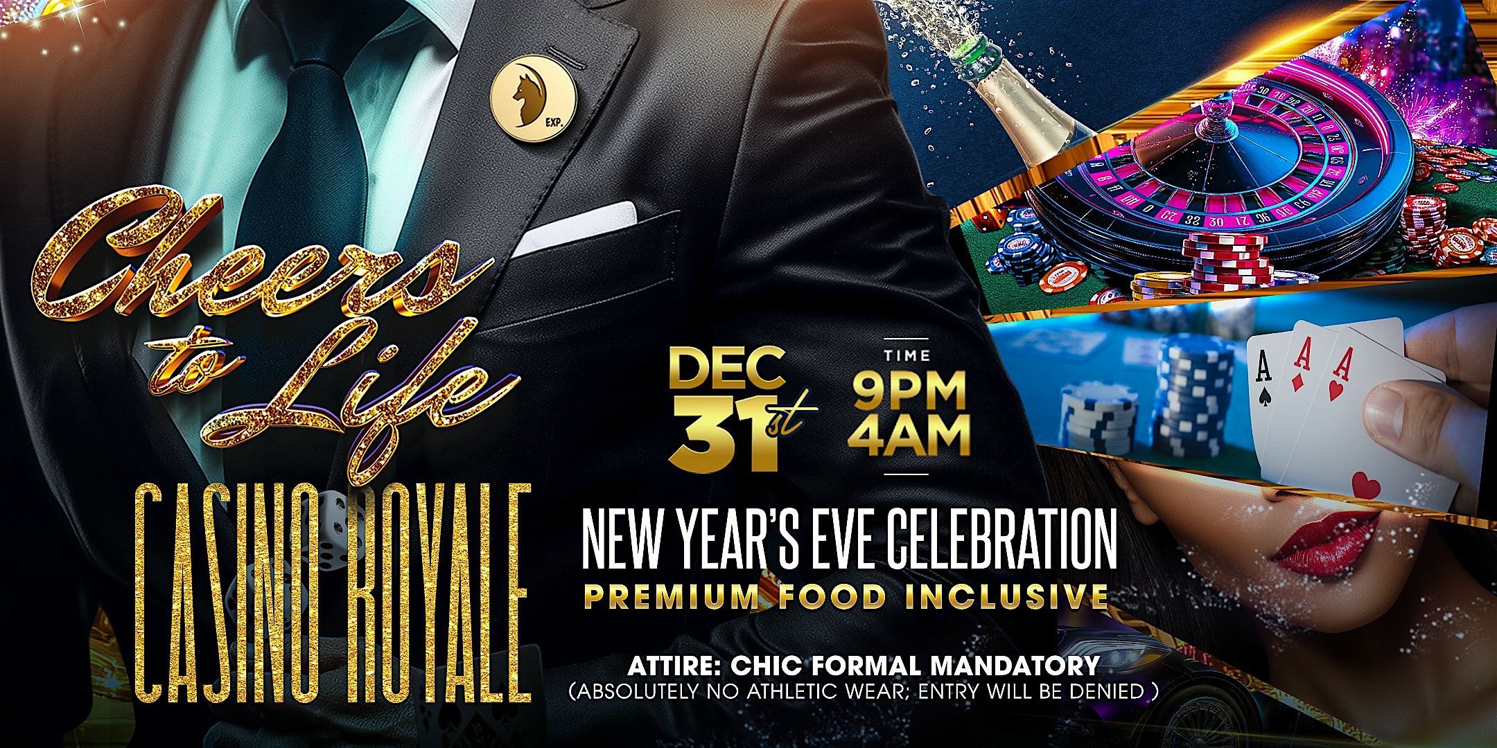 Cheers to Life 2026: Casino Royale Style Formal New Year’s Eve Celebration at Cheers to Life Loft – Ridgewood, NY