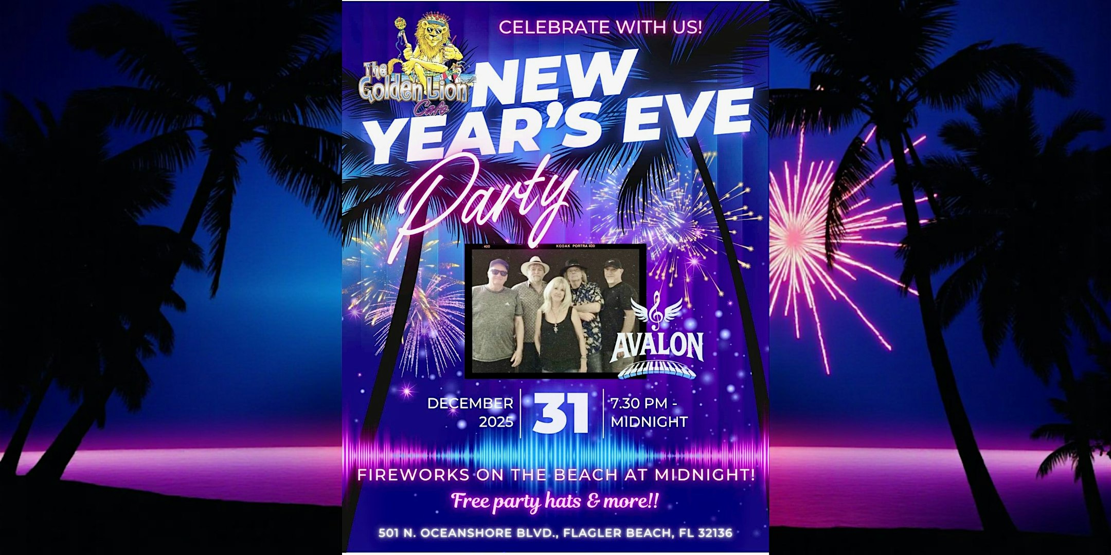 New Years Eve Celebration at Golden Lion with Avalon at The Golden Lion Cafe – Flagler Beach, FL