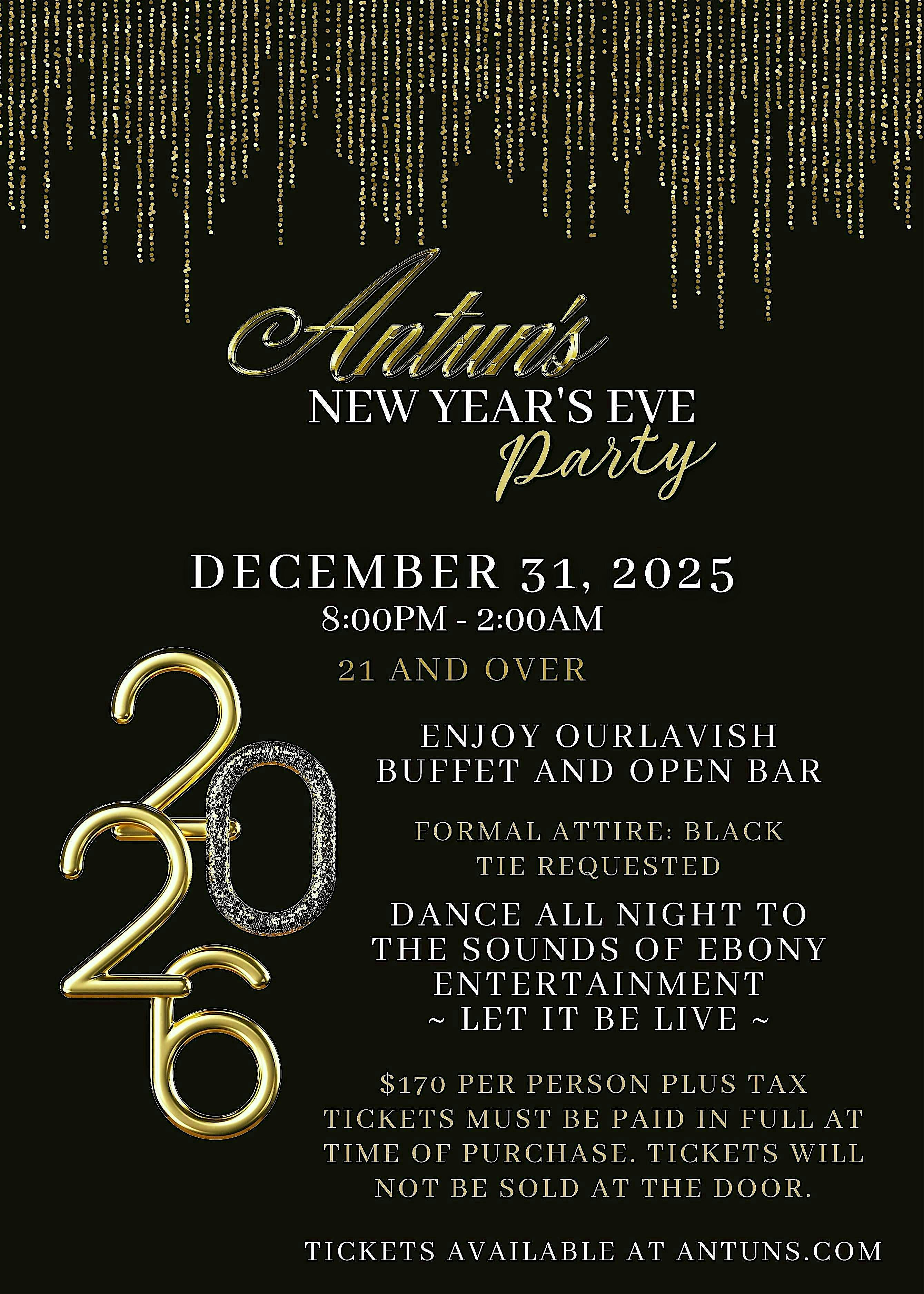 New Year’s Eve 2025 at Antun’s – Queens, NY