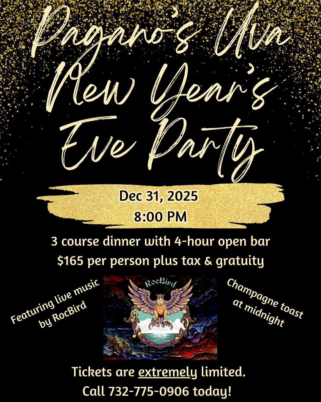 Pagano’s Uva New Year’s Eve Party! at Pagano’s Uva Restaurant – Bradley Beach, NJ