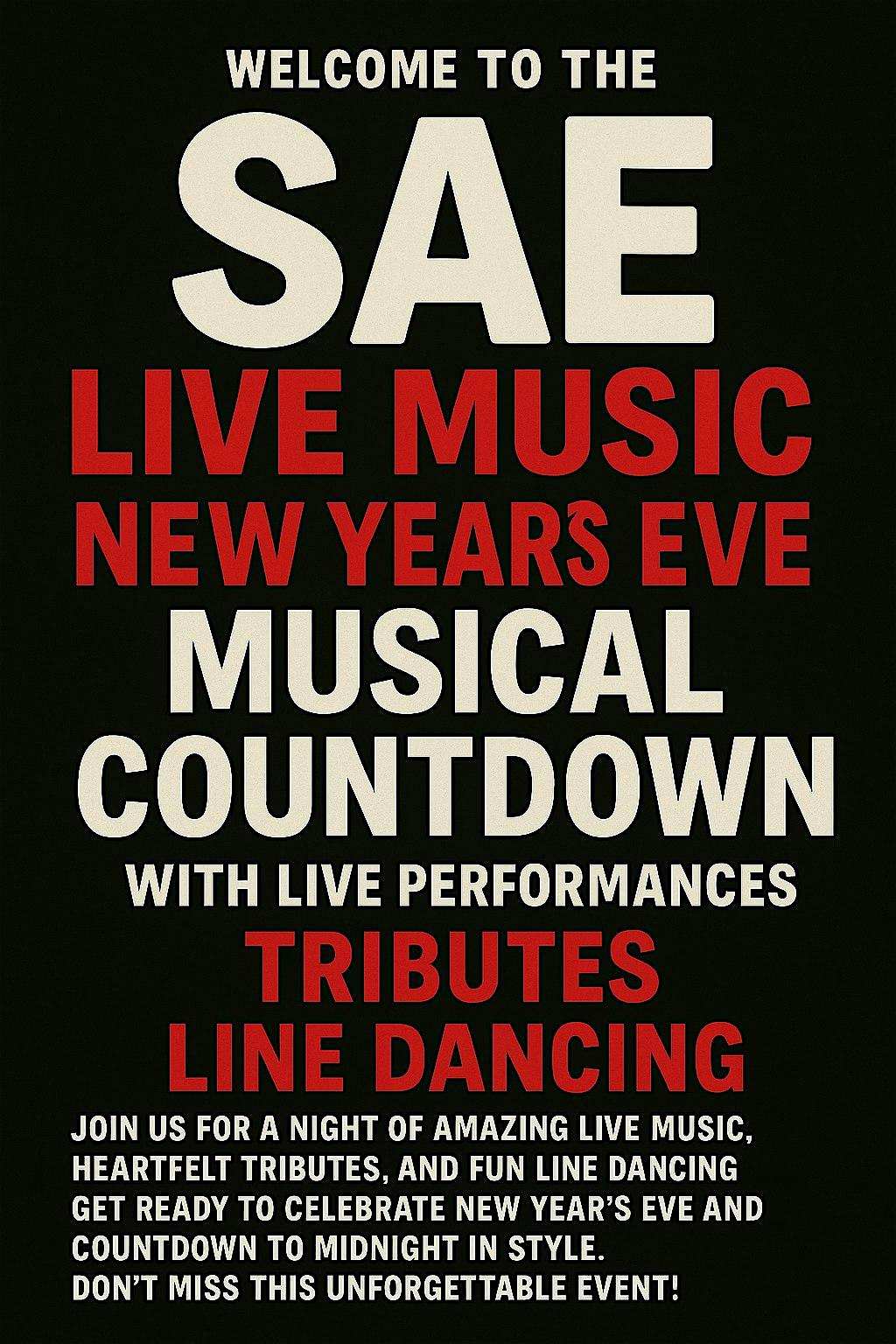 New Year’s Eve Musical Showcase Countdown Live Bands Tributes DJ at ALIR Event Studios – Fayetteville, GA