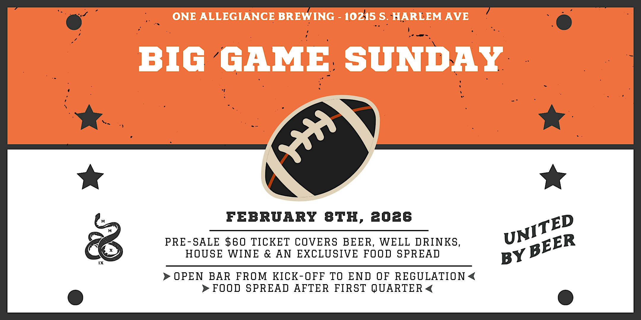 Big Game Sunday Watch Party 2026 at One Allegiance Brewing – Chicago Ridge, IL