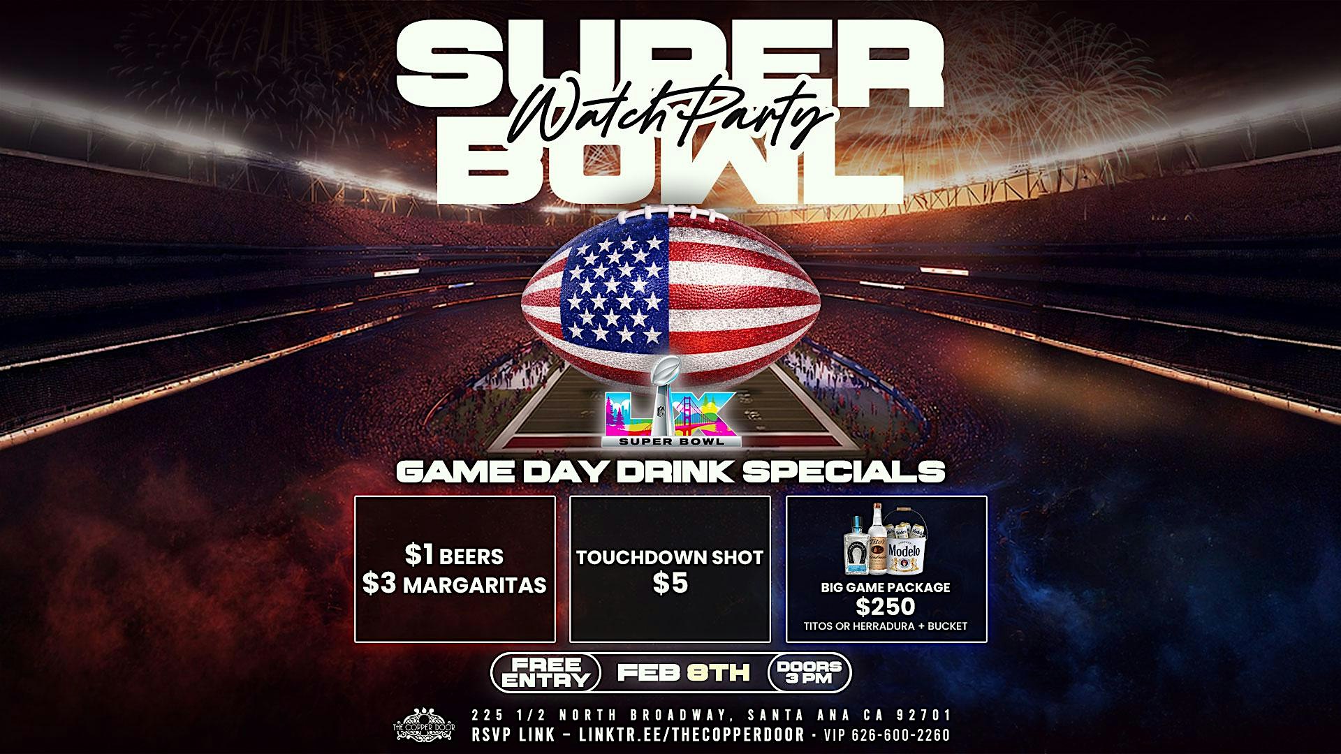 Big Game Sunday Watch Party at The Copper Door – Santa Ana, CA