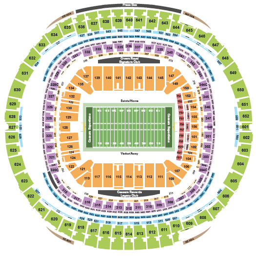 New Orleans Saints Season Tickets (Includes Tickets To All Regular Season Home Games) at Caesars Superdome – New Orleans, LA