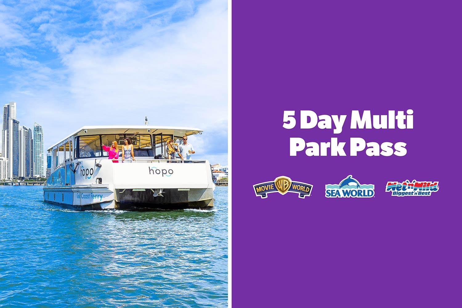 5-Day Theme Park Pass & Sea World Cruise Combo Ticket – Gold Coast, Australia