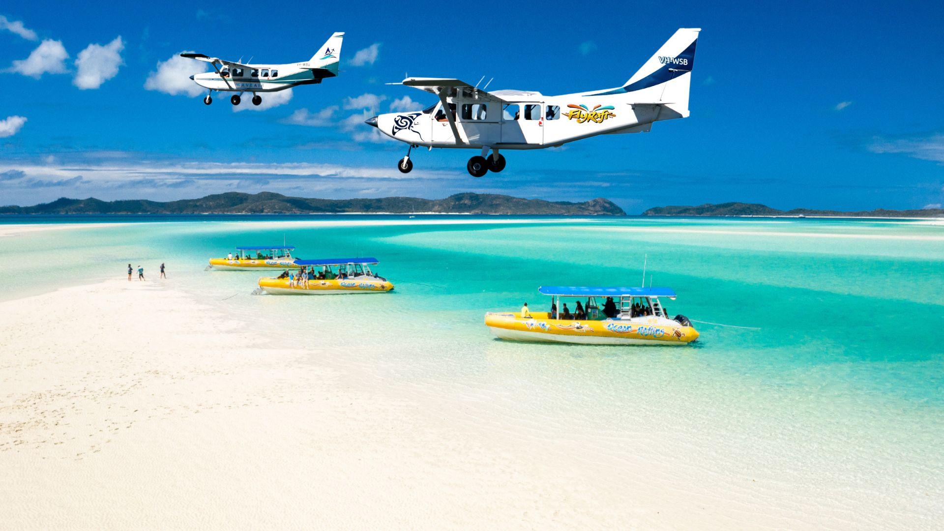 Airlie Beach: Fly Raft Package w Scenic Flight & Snorkeling – Hill Inlet, Australia