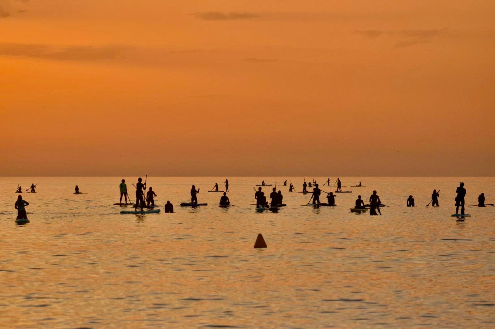Barcelona: Paddleboarding at Sunrise Includes: teacher, photos, and materials – Barcelona, Spain