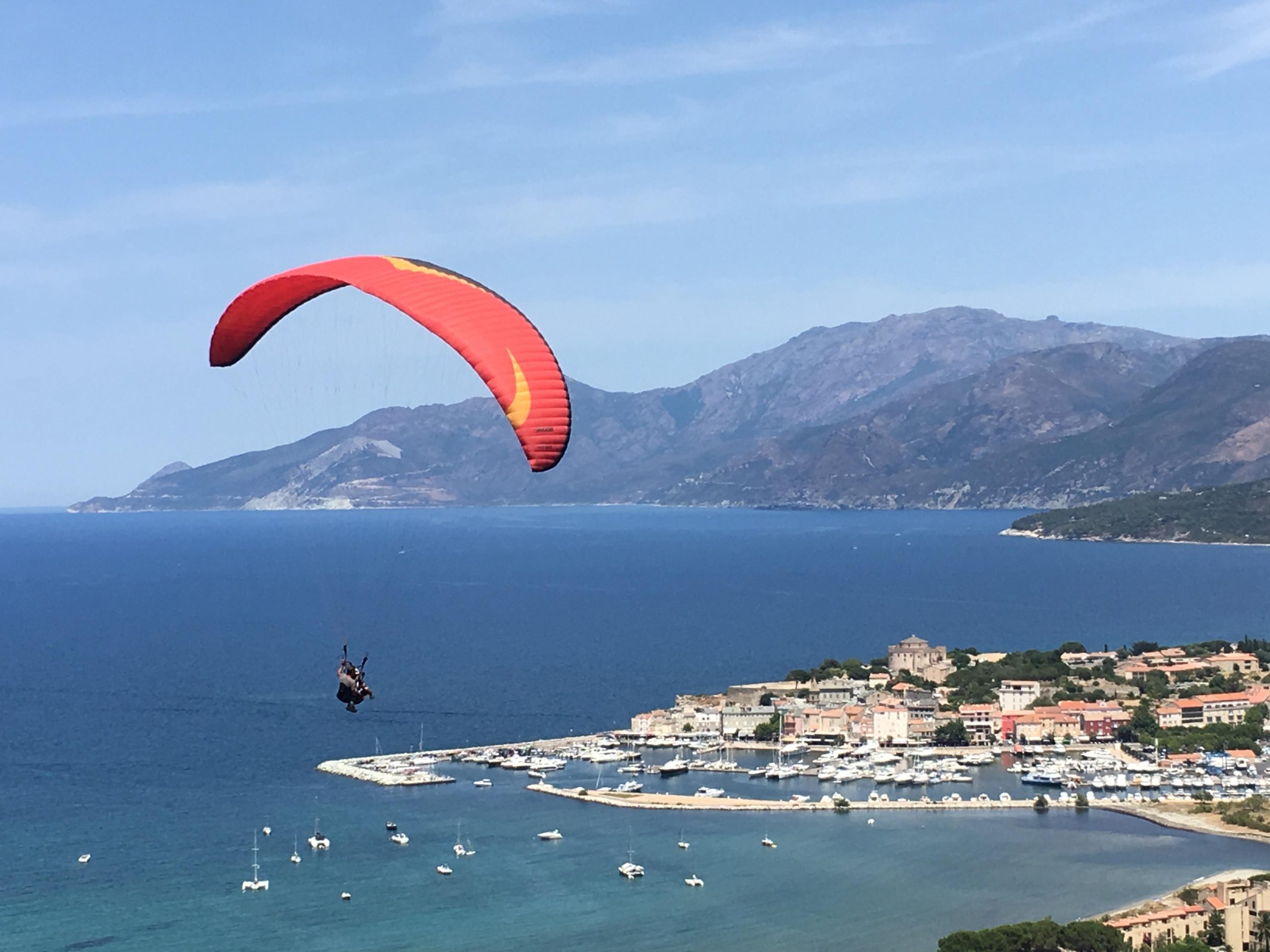 First flight / Tandem paragliding flight in Saint Florent – Gulf of Saint Florent, France