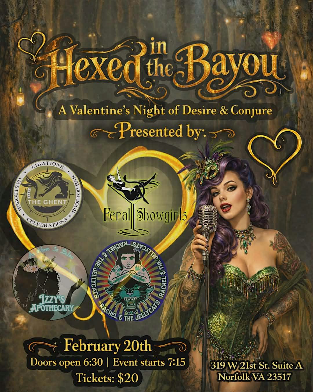 Hexed in the Bayou: A Valentine’s Night of Desire and Conjure at The Ghent • Self-Pour Gastropub • Roof Top Bar & Event Venue – Norfolk, VA
