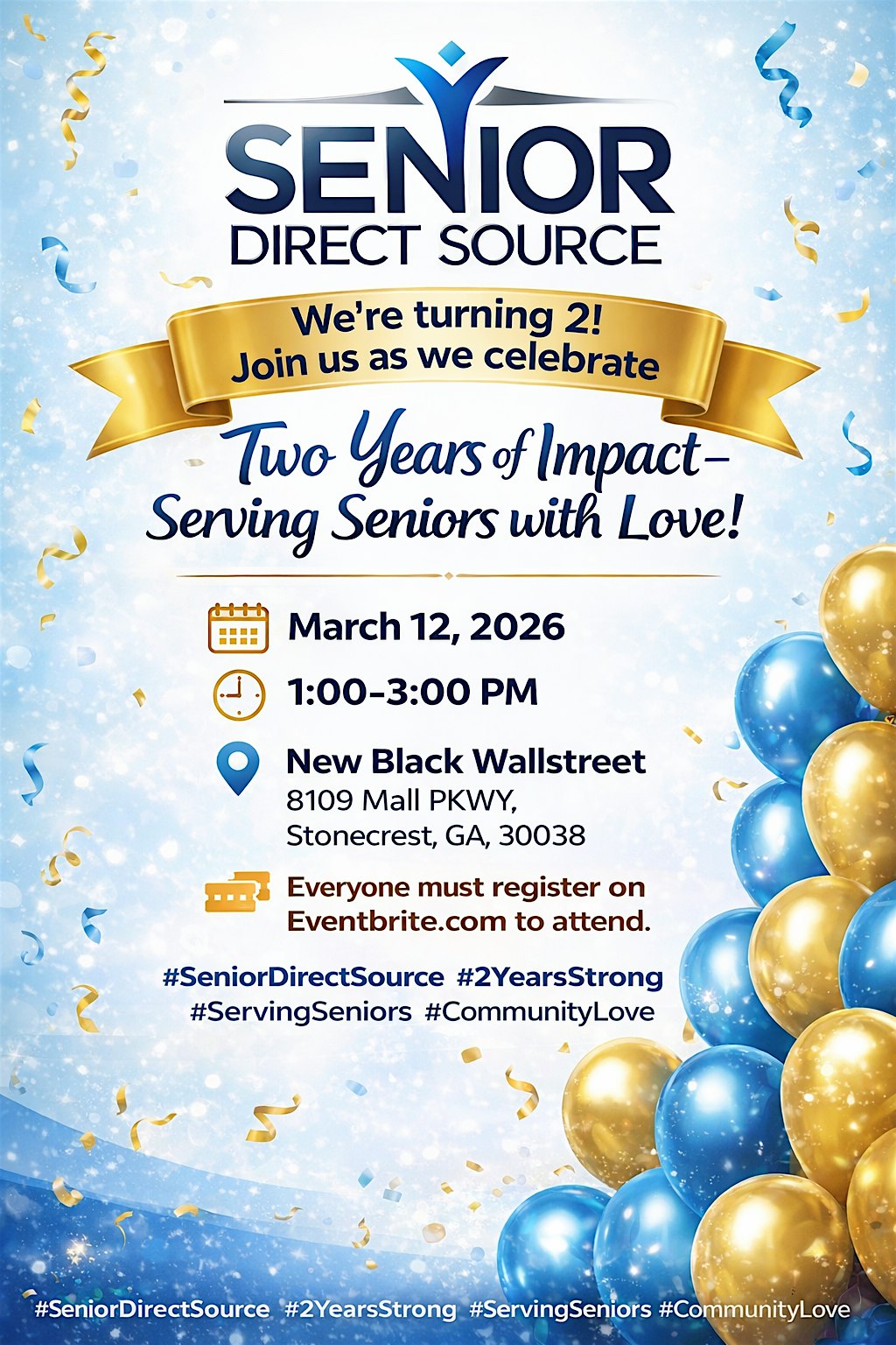 Senior Direct Source Celebrates 2 Years serving Seniors in the community at New Black Wall Street Market – Stonecrest, GA