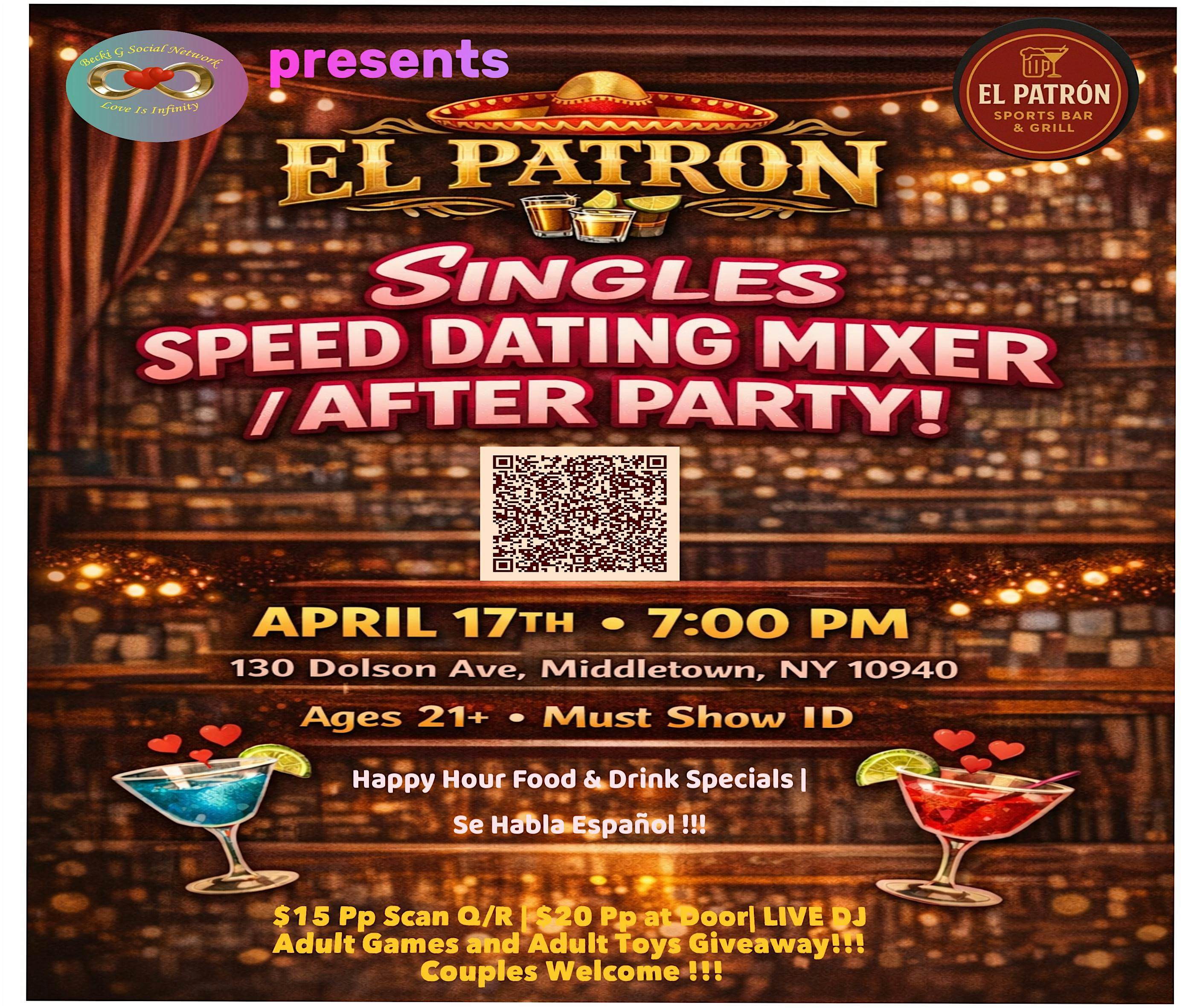 Singles Speed Dating Mixer / After Party at EL Patron in Middletown, NY at EL Patron Sports Bar and Grill – Middletown, NY