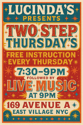FREE TWO STEP INSTRUCTION EVERY THURS 7:30-9 at Lucinda’s – New York, NY