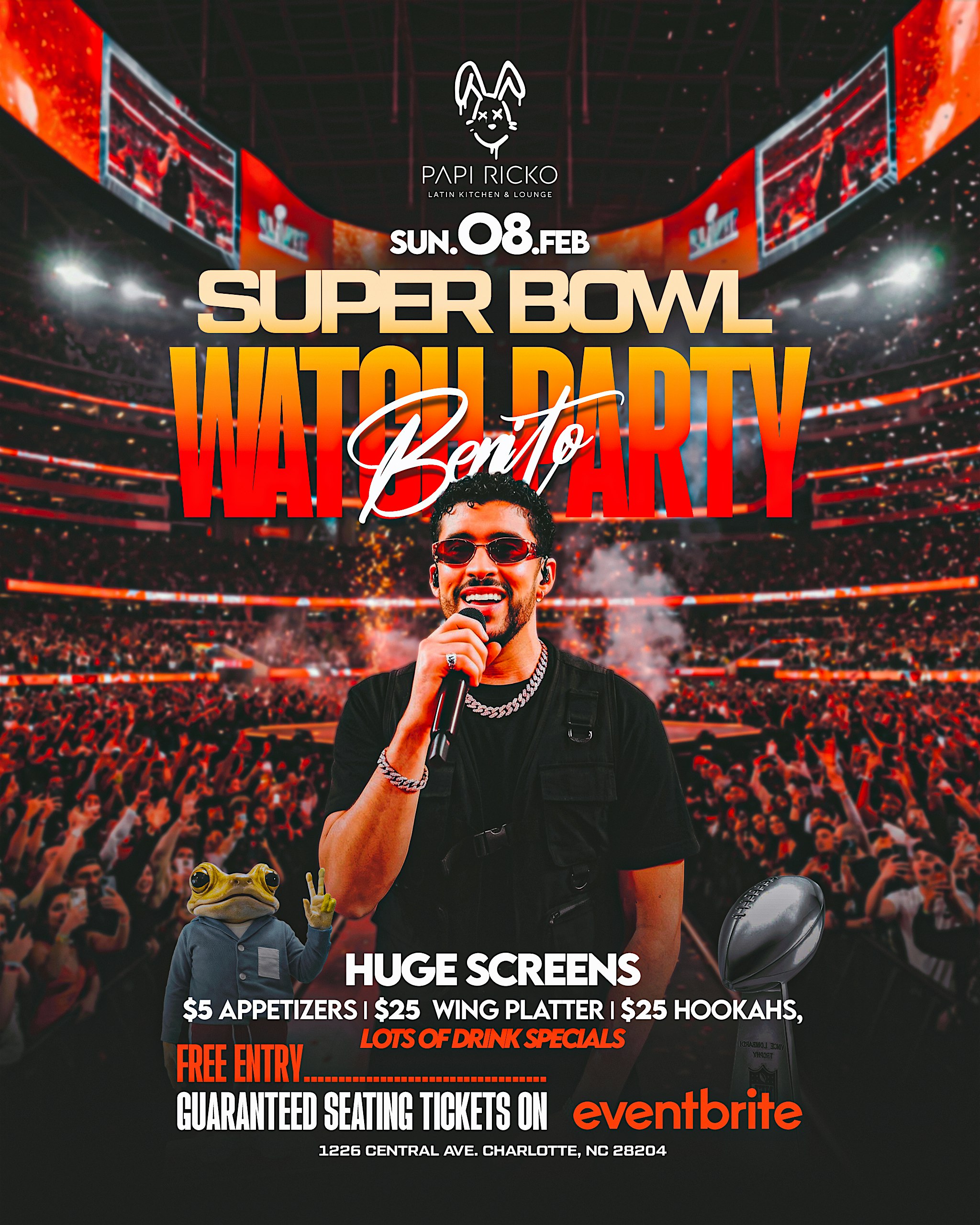 2026 Super Bowl Event: BENITO SUPER BOWL- WATCH PARTY at Papi Ricko at 1226 Central Ave. Charlotte NC 28204 – CHARLOTTE, NC