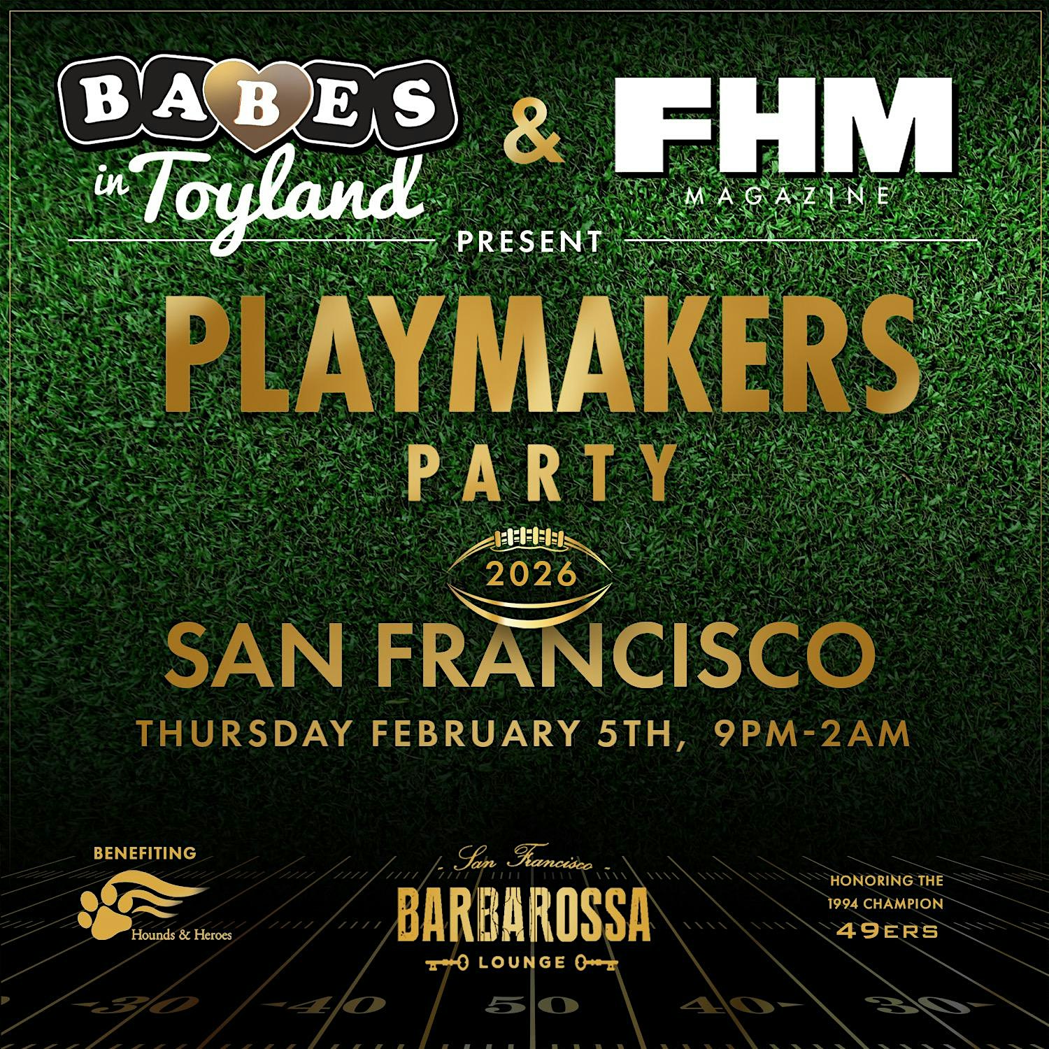2026 Super Bowl Event: Playmakers Party – San Francisco at Barbarossa Lounge – San Francisco, CA