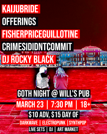 crimesididntcommit, Offerings, Rocky Black, fisherpriceguillotine, KAiJUBRiDE at Will’s Pub – Orlando, FL