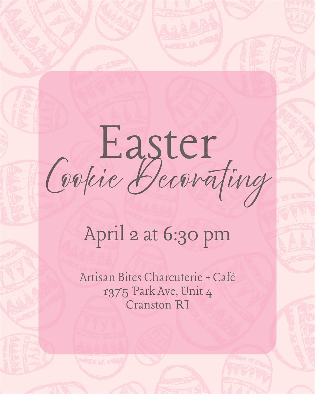 Easter Cookie Decorating at Artisan Bites Charcuterie + Café – Cranston, RI