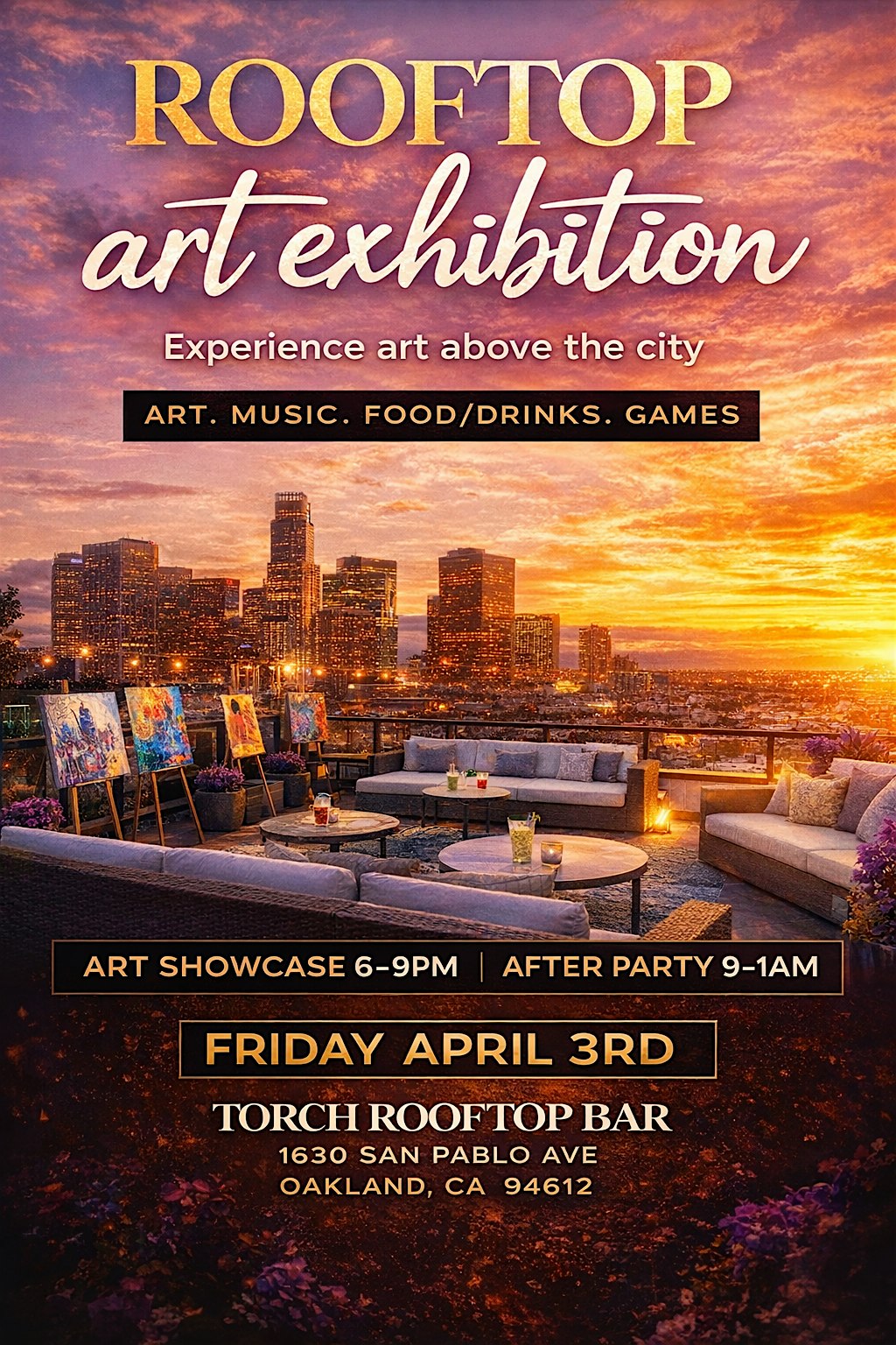 Rooftop Art party at Torch Oakland Rooftop Bar – Oakland, CA