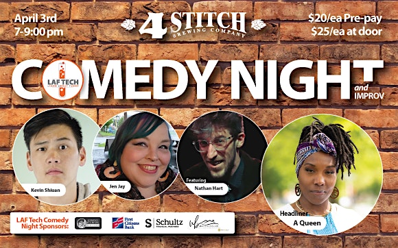 LAF Tech Comedy Night at 4 Stitch Brewery in Woodinville at 4 Stitch Brewing Company, Taproom and Kitchen – Woodinville, WA