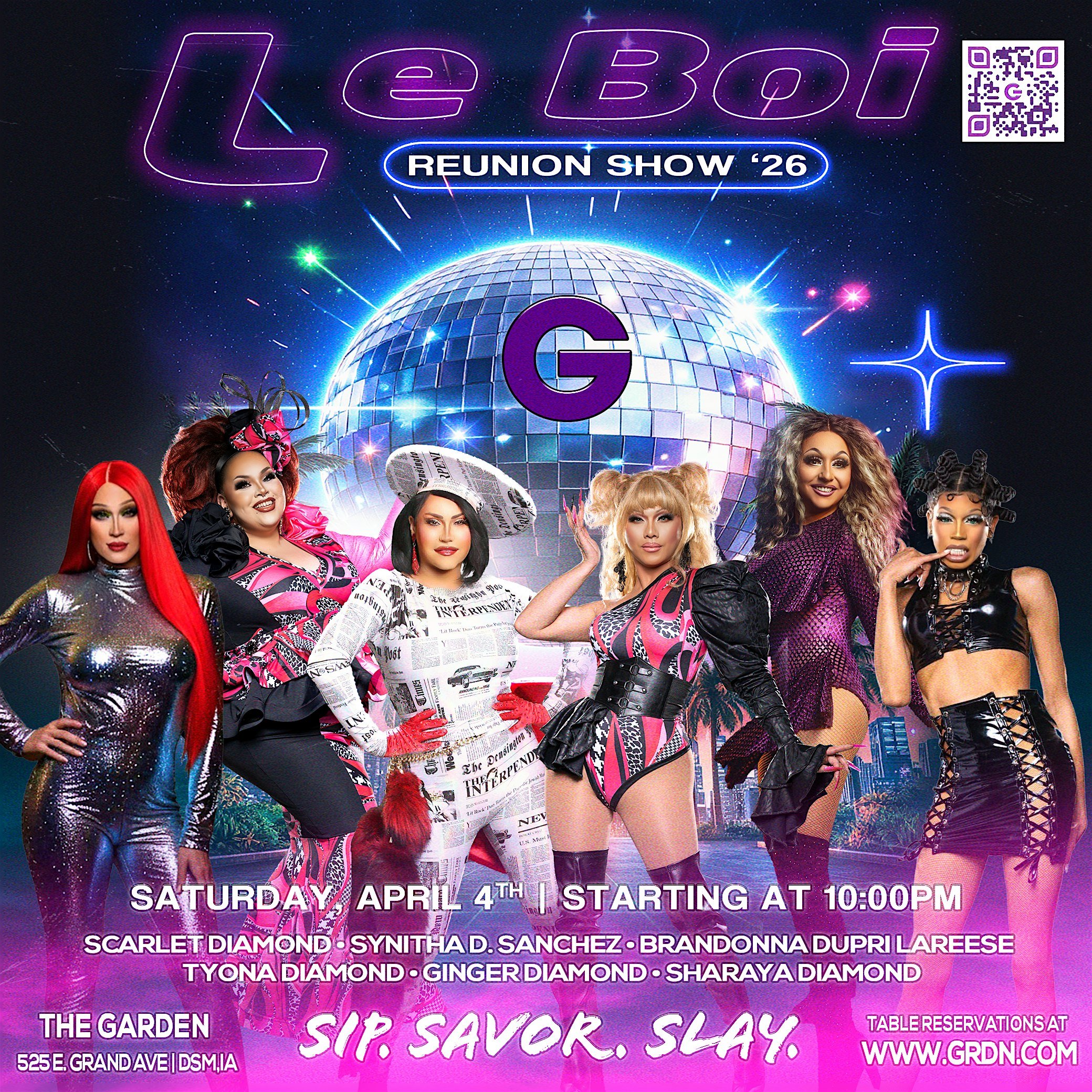 April 4 Table Reservation – 10pm at The Garden Nightclub – Des Moines, IA