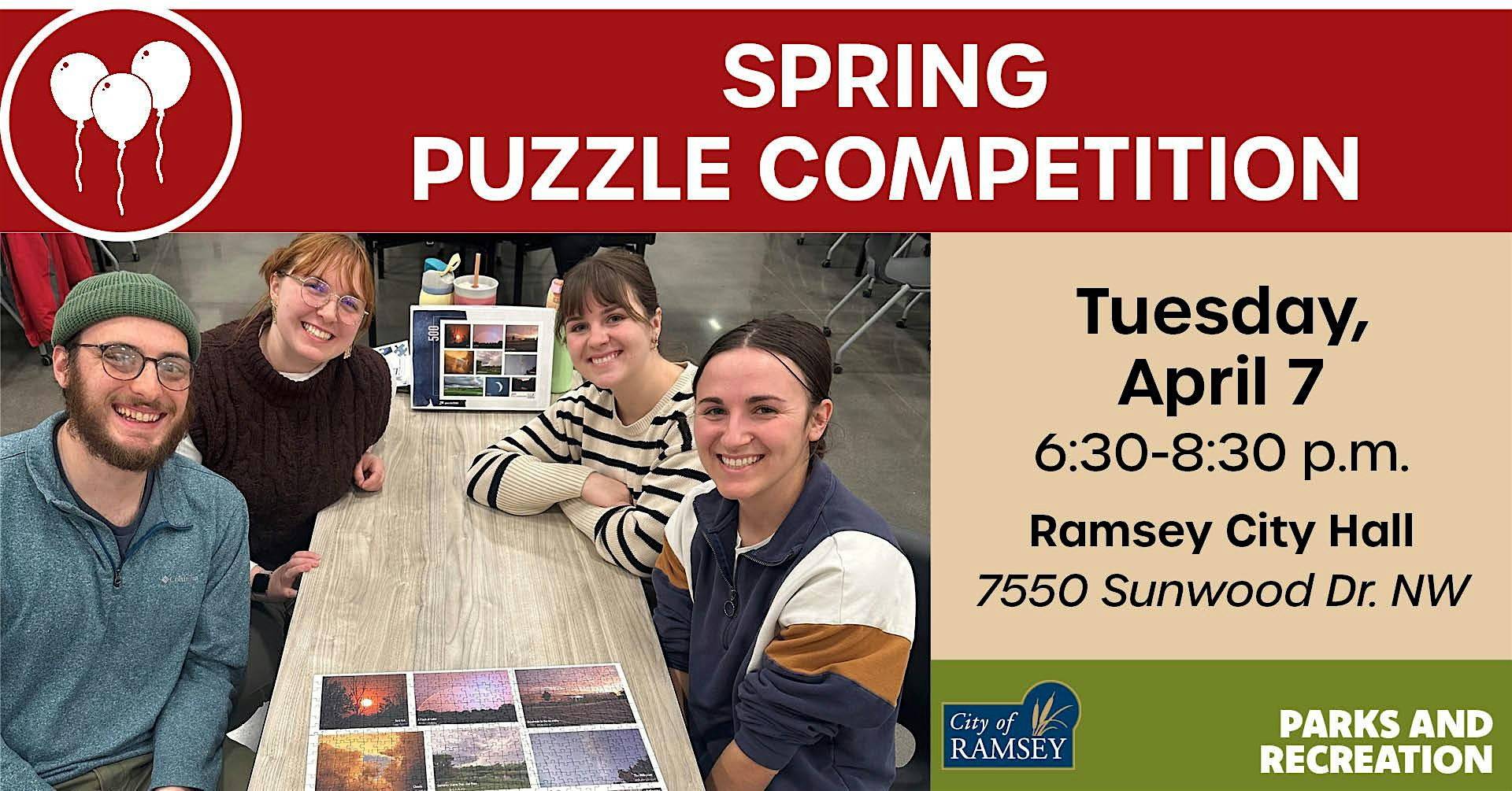 Spring Puzzle Competition at 7550 Sunwood Dr NW – Ramsey, MN