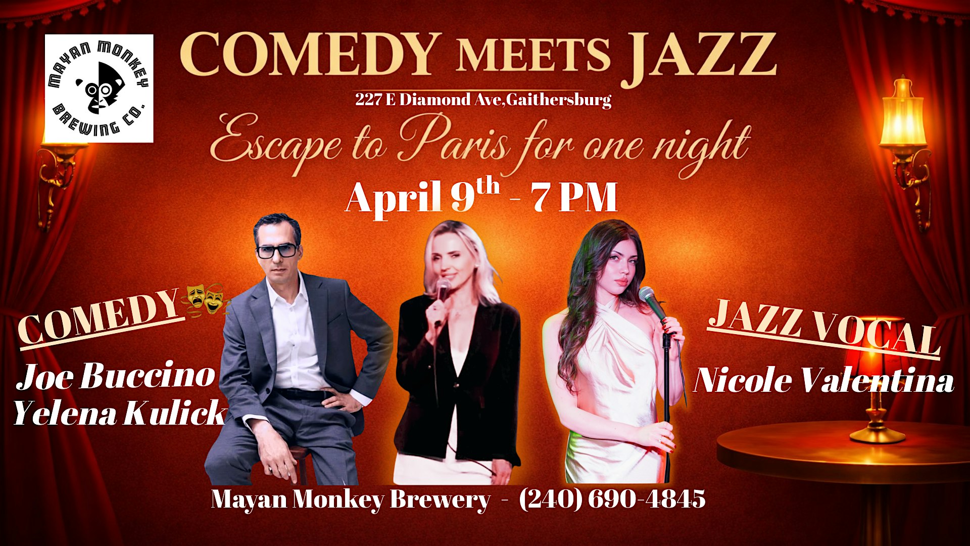 Comedy meets Jazz at Mayan Monkey Brewing Co. – Gaithersburg, MD