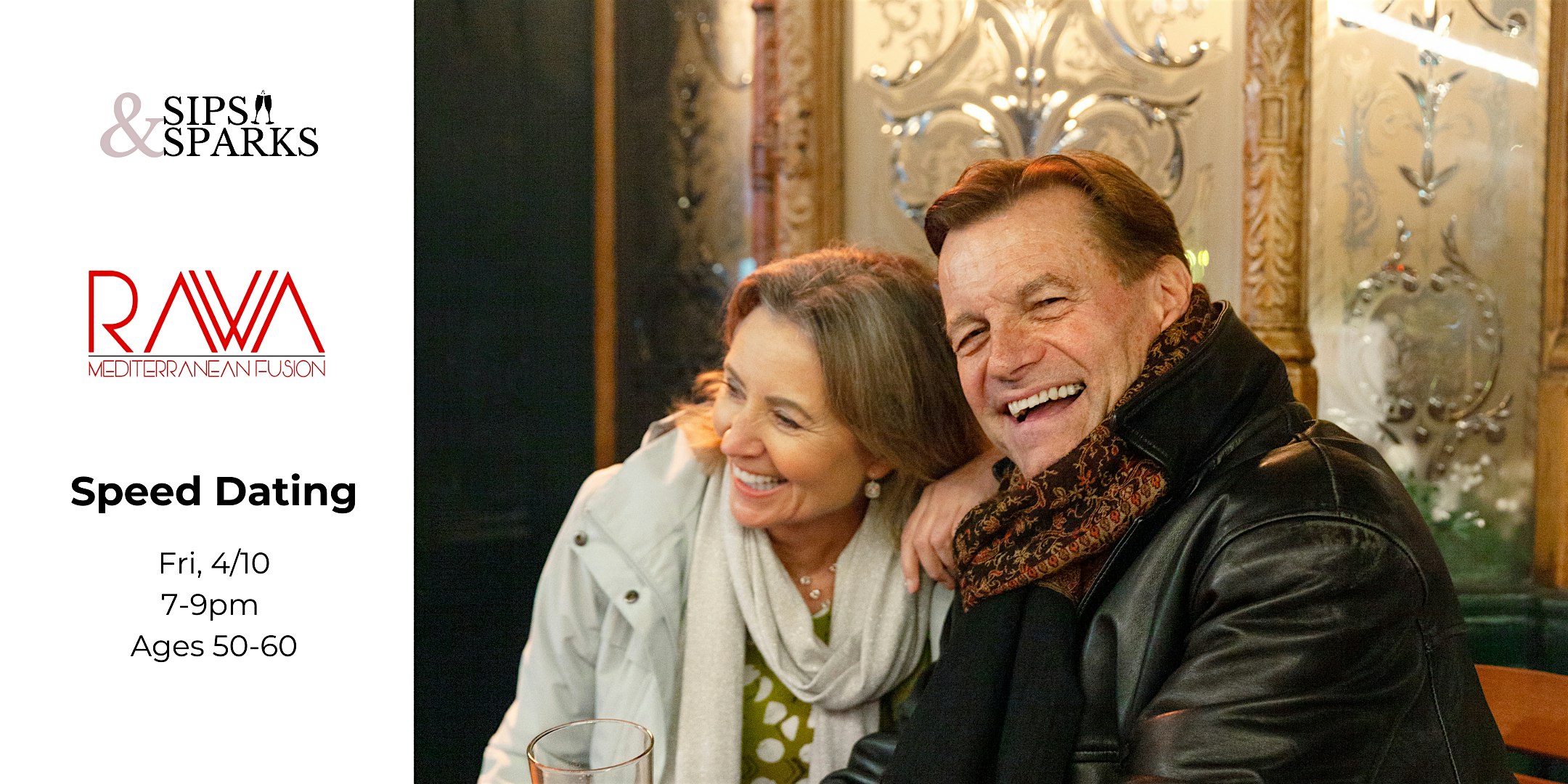 Speed Dating Ages 50-60 in New Haven, CT at RAWA at RAWA Mediterranean Fusion, Middle Eastern Food, Pizza Place – New Haven, CT