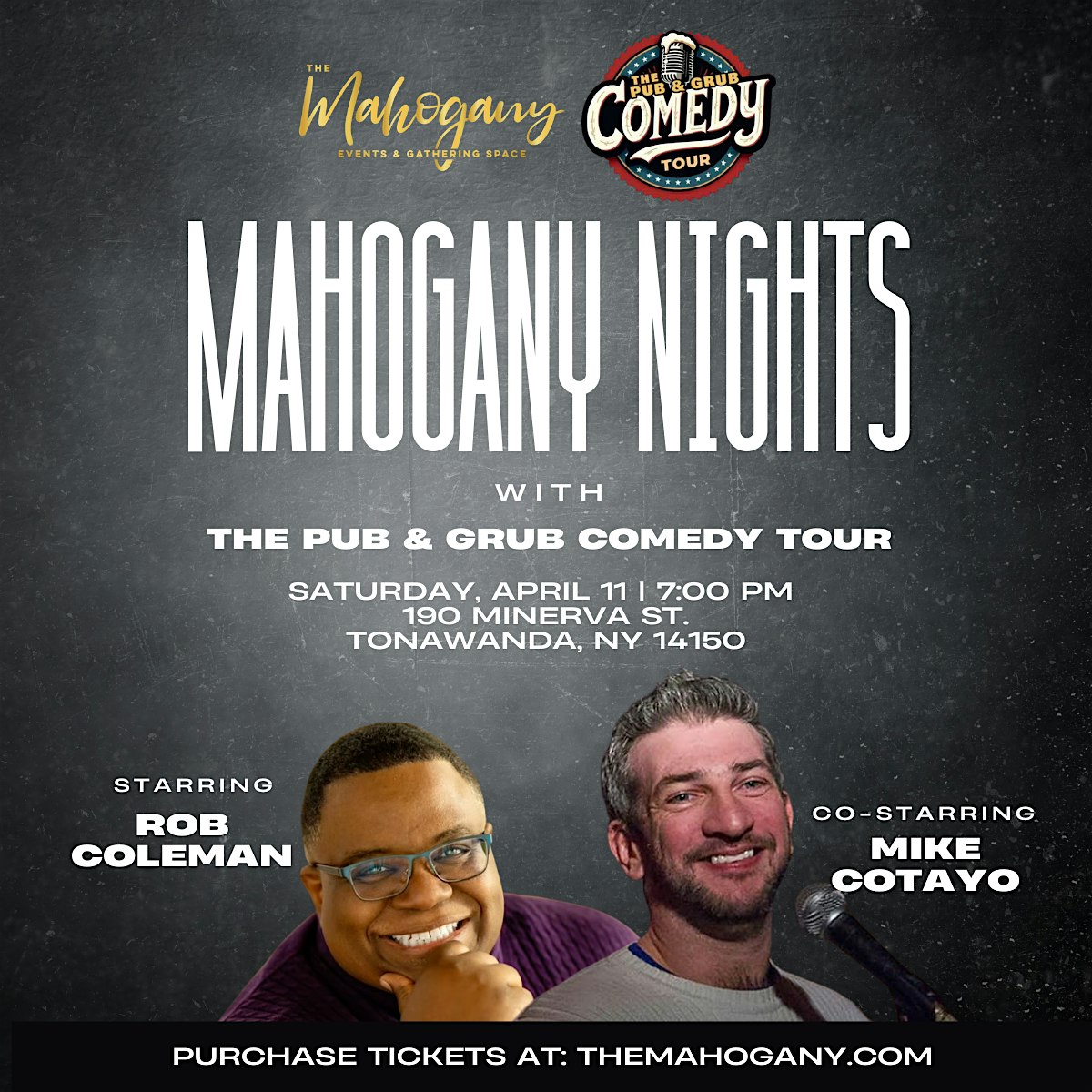 The Pub & Grub Comedy Tour @ The Mahogany at The Mahogany – Tonawanda, NY